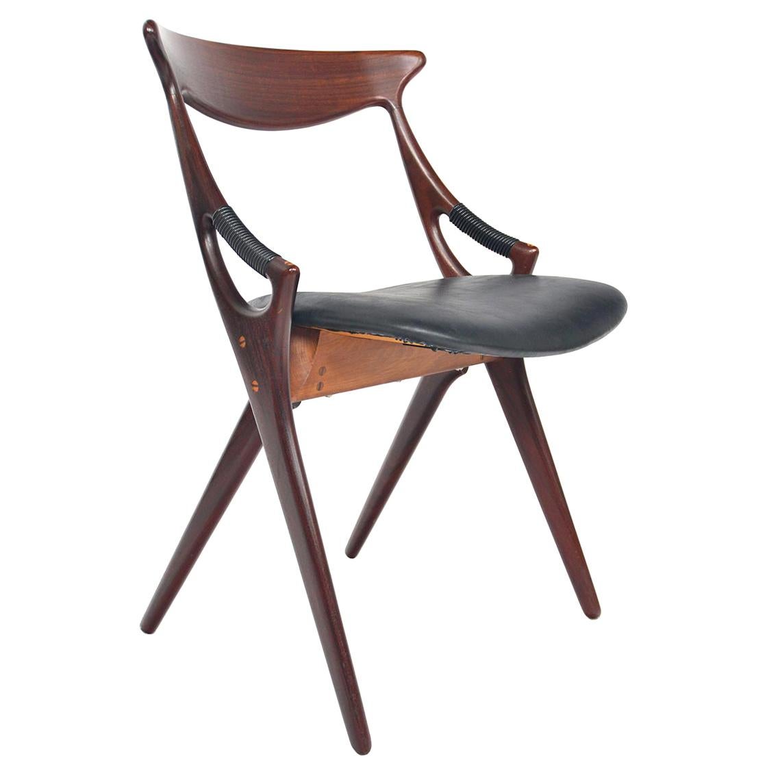 Arne Hovmand Olsen Model 71 Teak Chair in Leather
