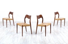Arne Hovmand-Olsen Model-71 Teak & Leather Dining Chairs for J.L. Møllers