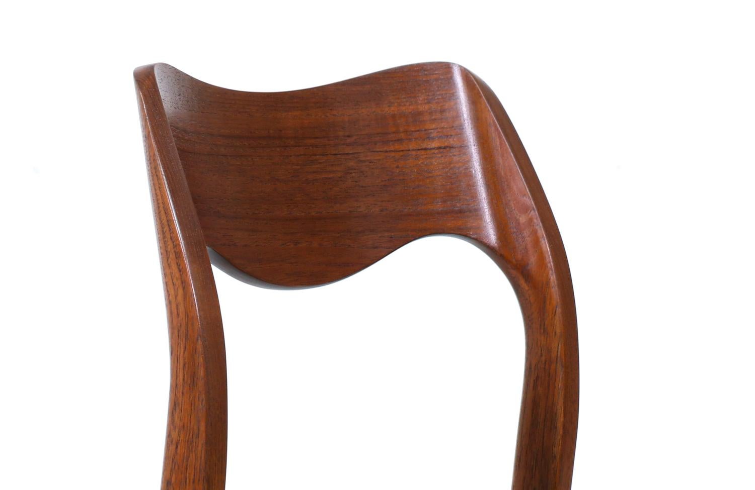 Arne Hovmand-Olsen Model-71 Teak & Leather Dining Chairs for J.L. Møllers 1