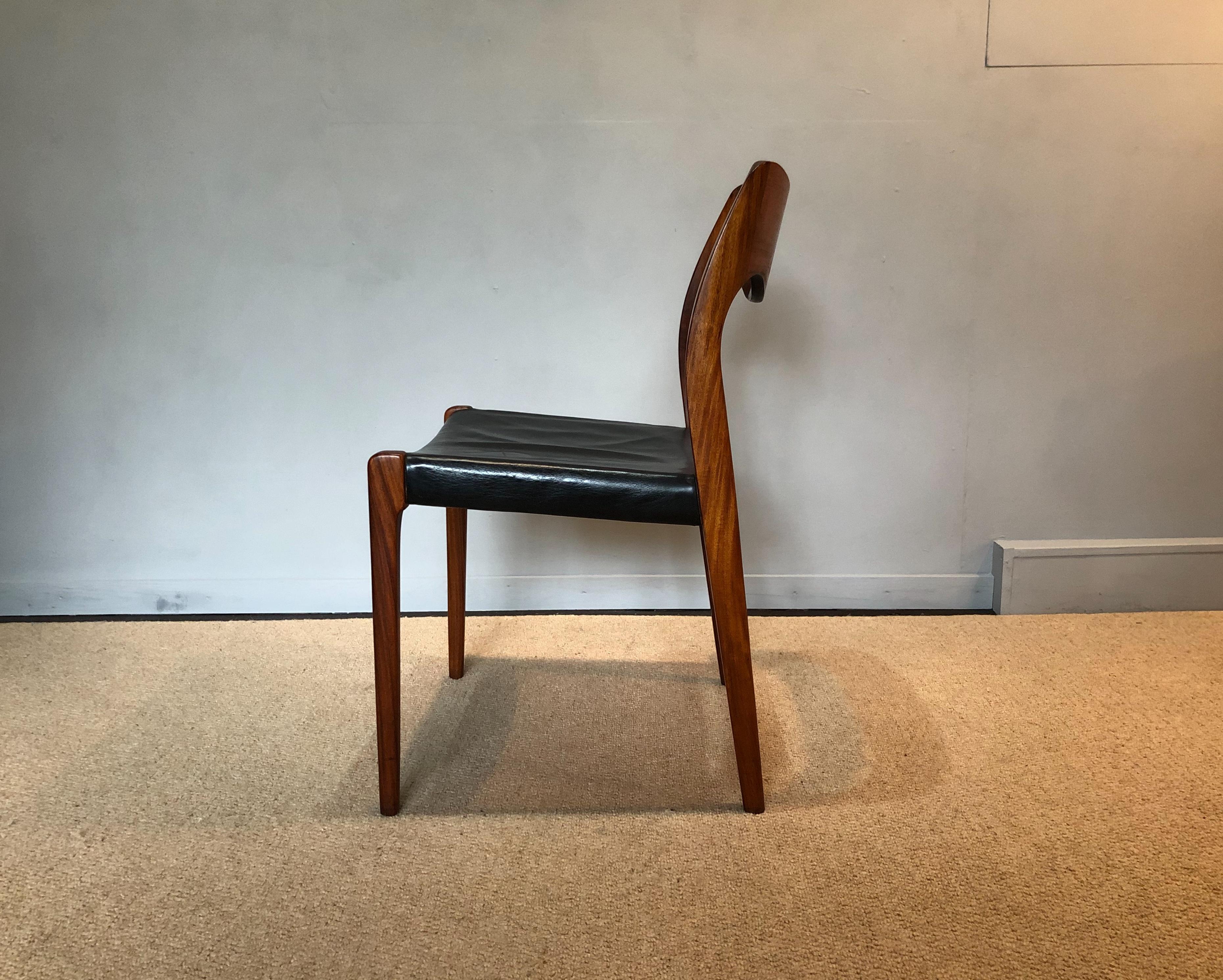 Danish Arne Hovmand Olsen, Moller, Rosewood Model 71 Chairs, Set of Eight