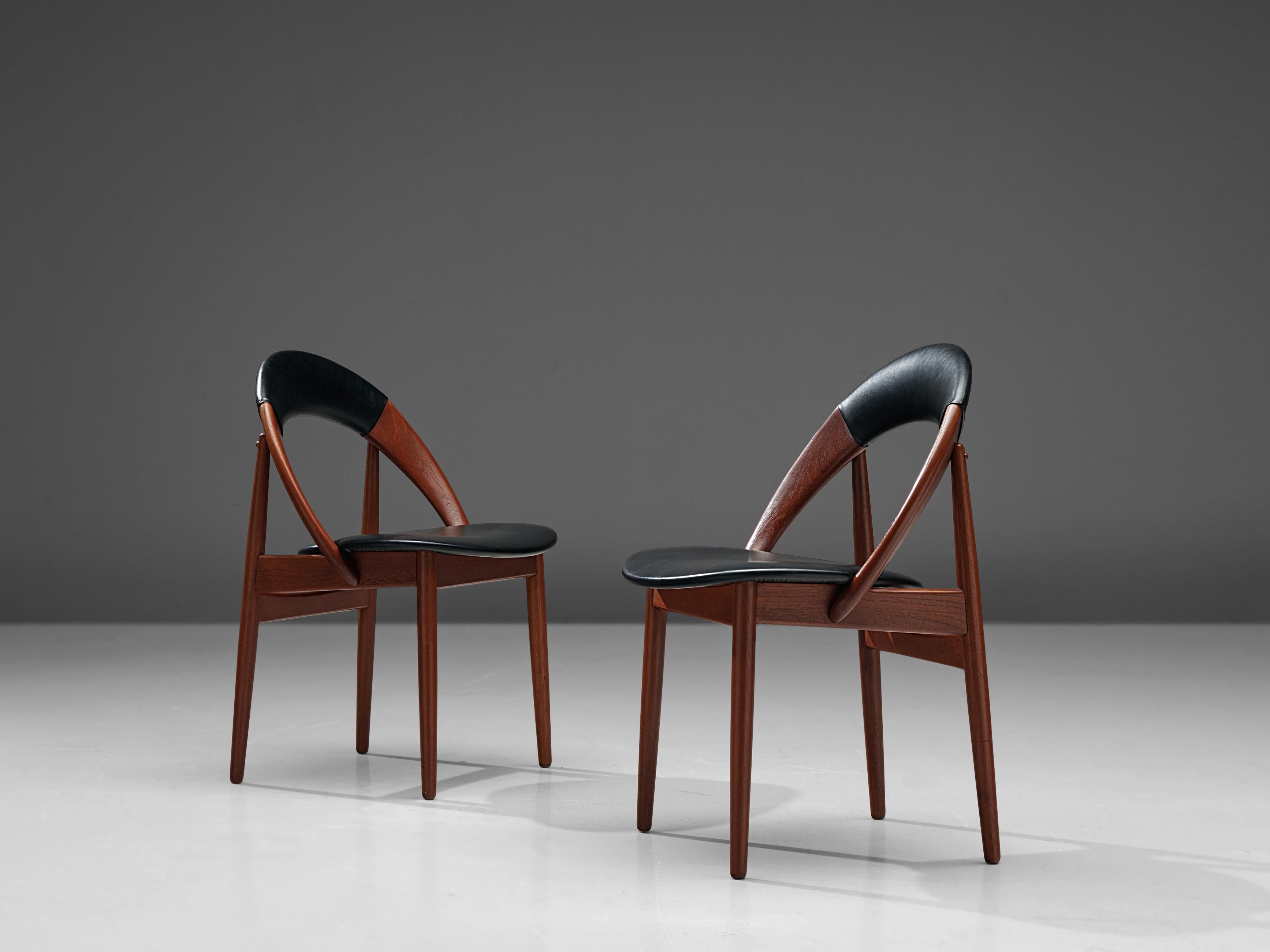 Leather Arne Hovmand-Olsen Rare Set of Dining Chairs