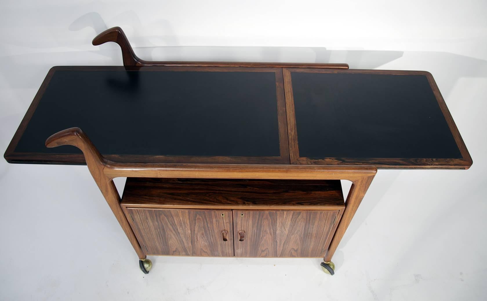 Mid-Century Modern Arne Hovmand-Olsen Rosewood Bar Cart, circa 1960s