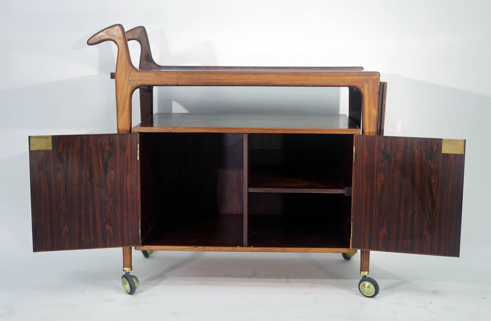 Danish Arne Hovmand-Olsen Rosewood Bar Cart, circa 1960s