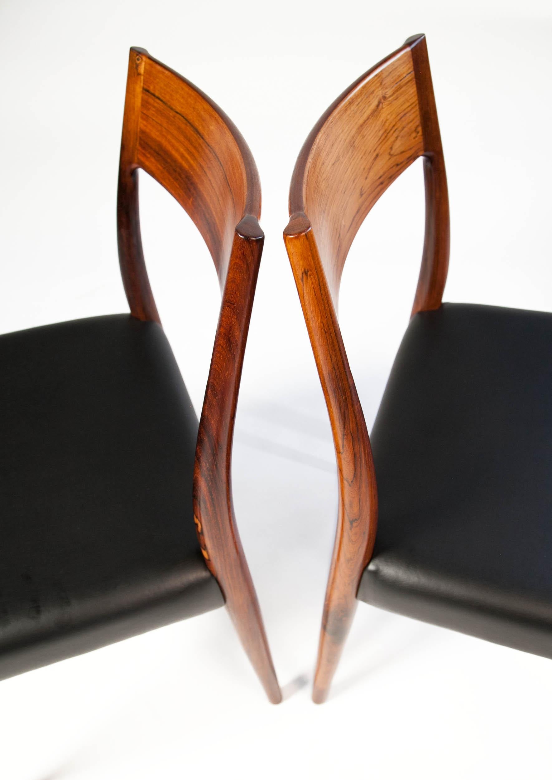 Arne Hovmand Olsen Rosewood Dinning Chair Set for Mogens Kold, Denmark, 1950s For Sale 4