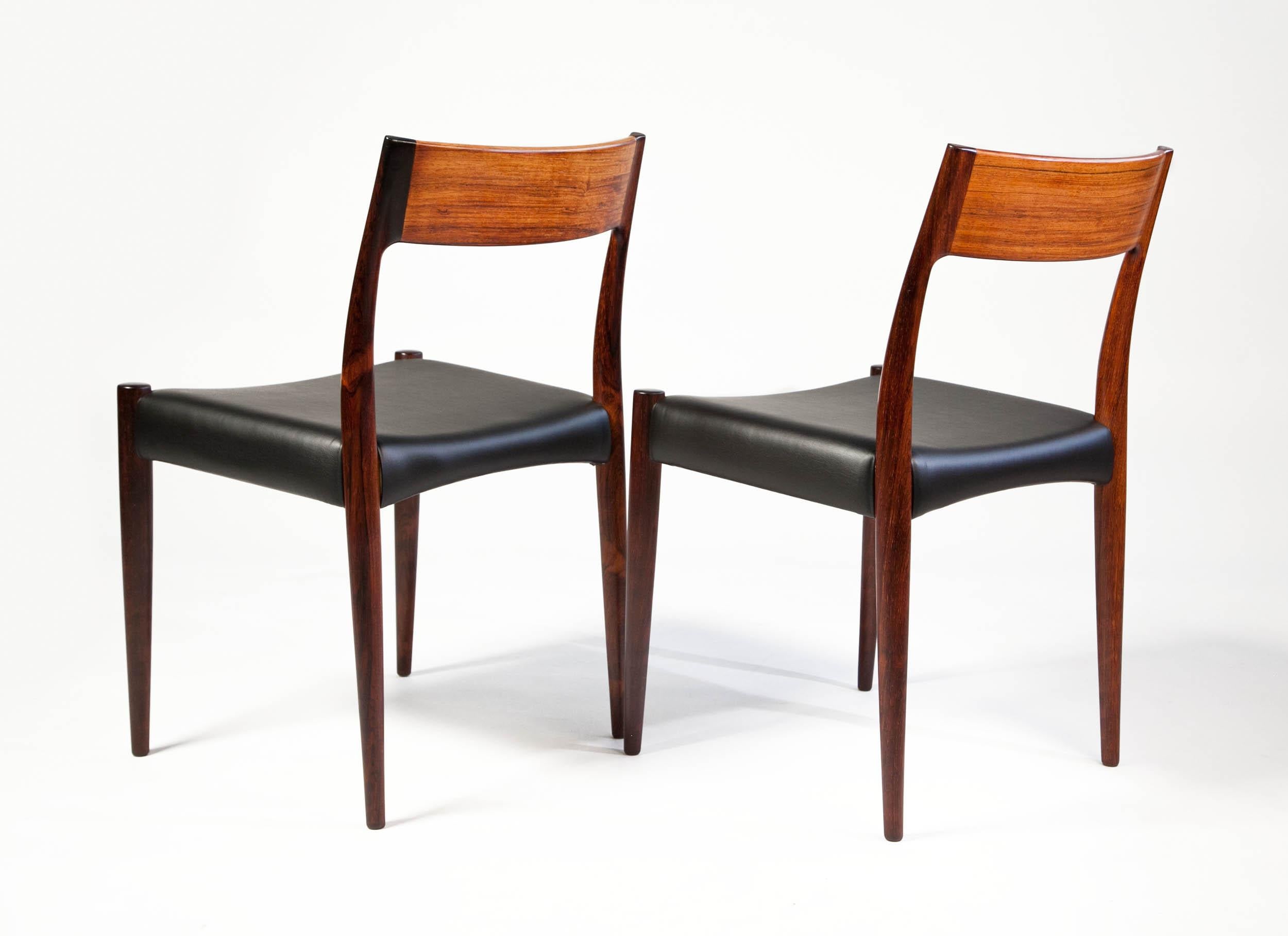 Arne Hovmand Olsen Rosewood Dinning Chair Set for Mogens Kold, Denmark, 1950s 8