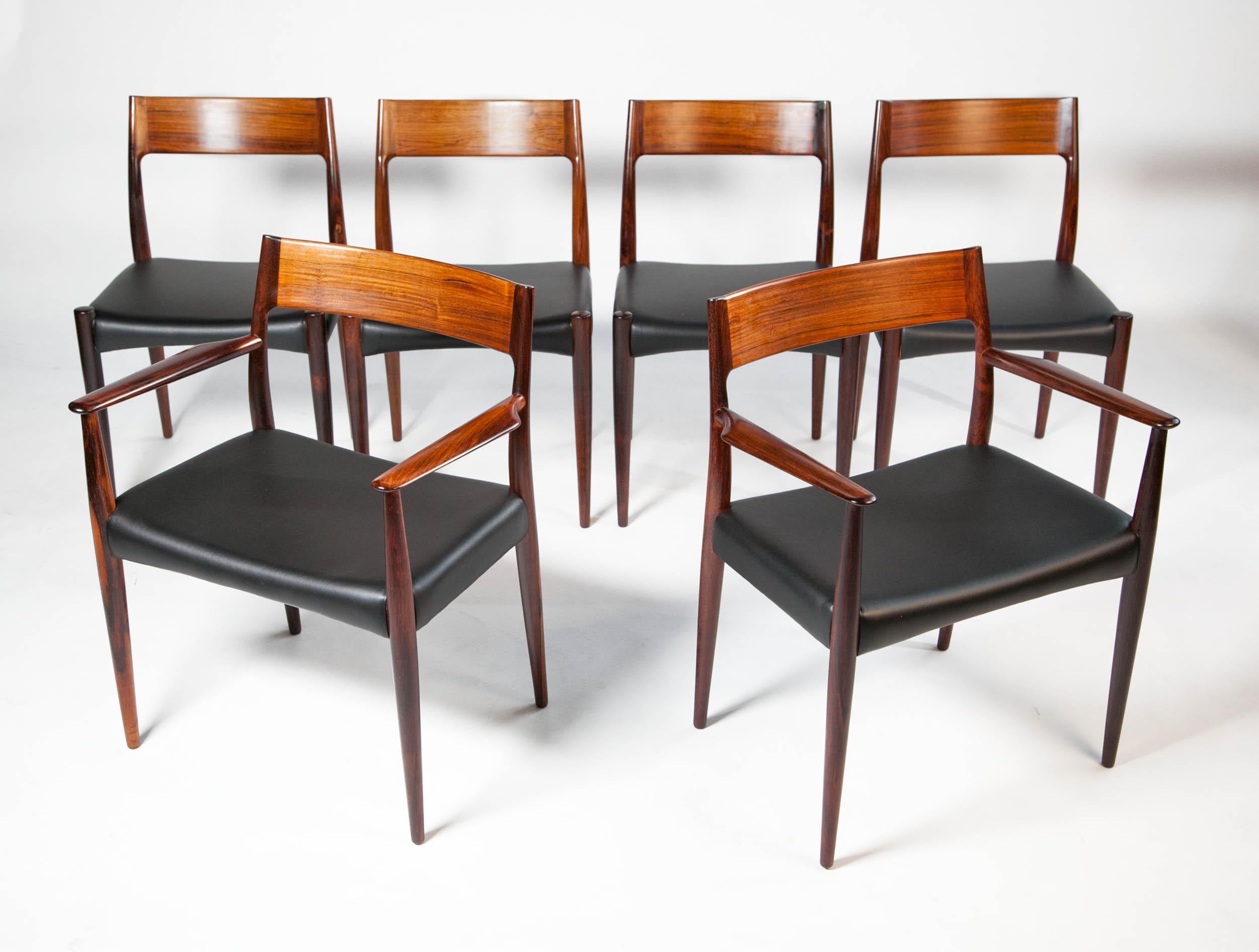 Arne Hovmand Olsen Rosewood Dinning Chair Set for Mogens Kold, Denmark, 1950s For Sale 11