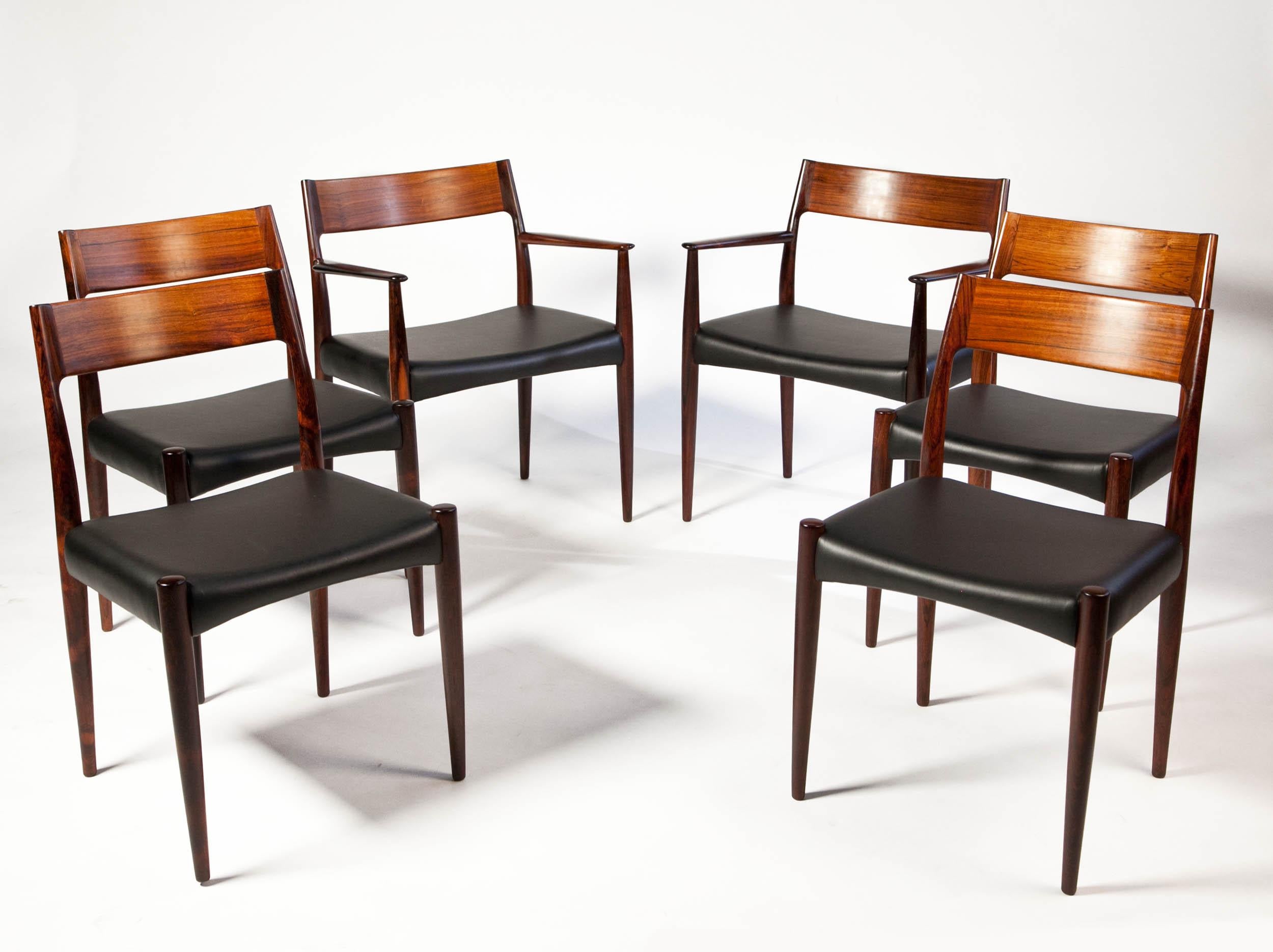 Arne Hovmand Olsen Rosewood Dinning Chair Set for Mogens Kold, Denmark, 1950s 12
