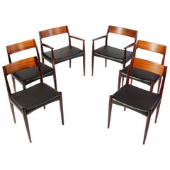 Arne Hovmand Olsen Rosewood Dinning Chair Set for Mogens Kold, Denmark, 1950s