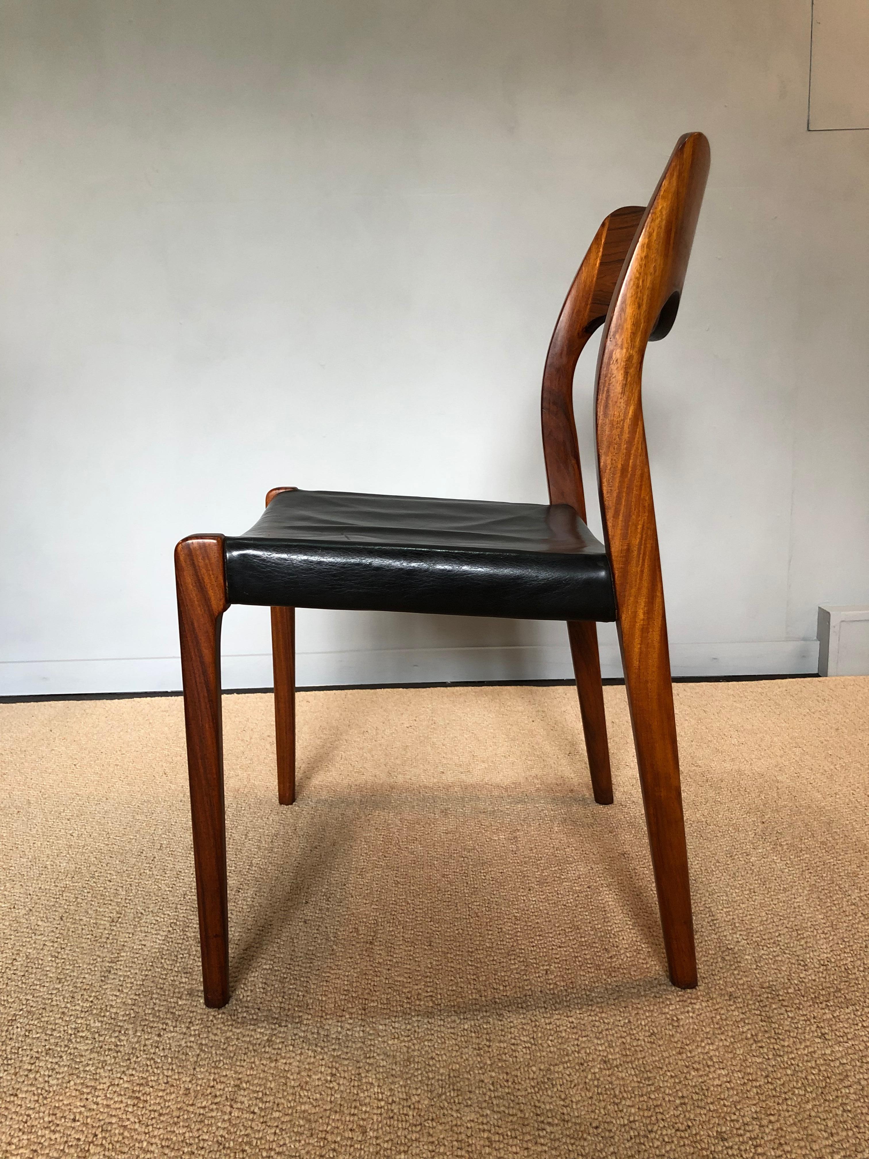 20th Century Arne Hovmand Olsen, Moller, Rosewood Model 71 Chairs, Set of Eight