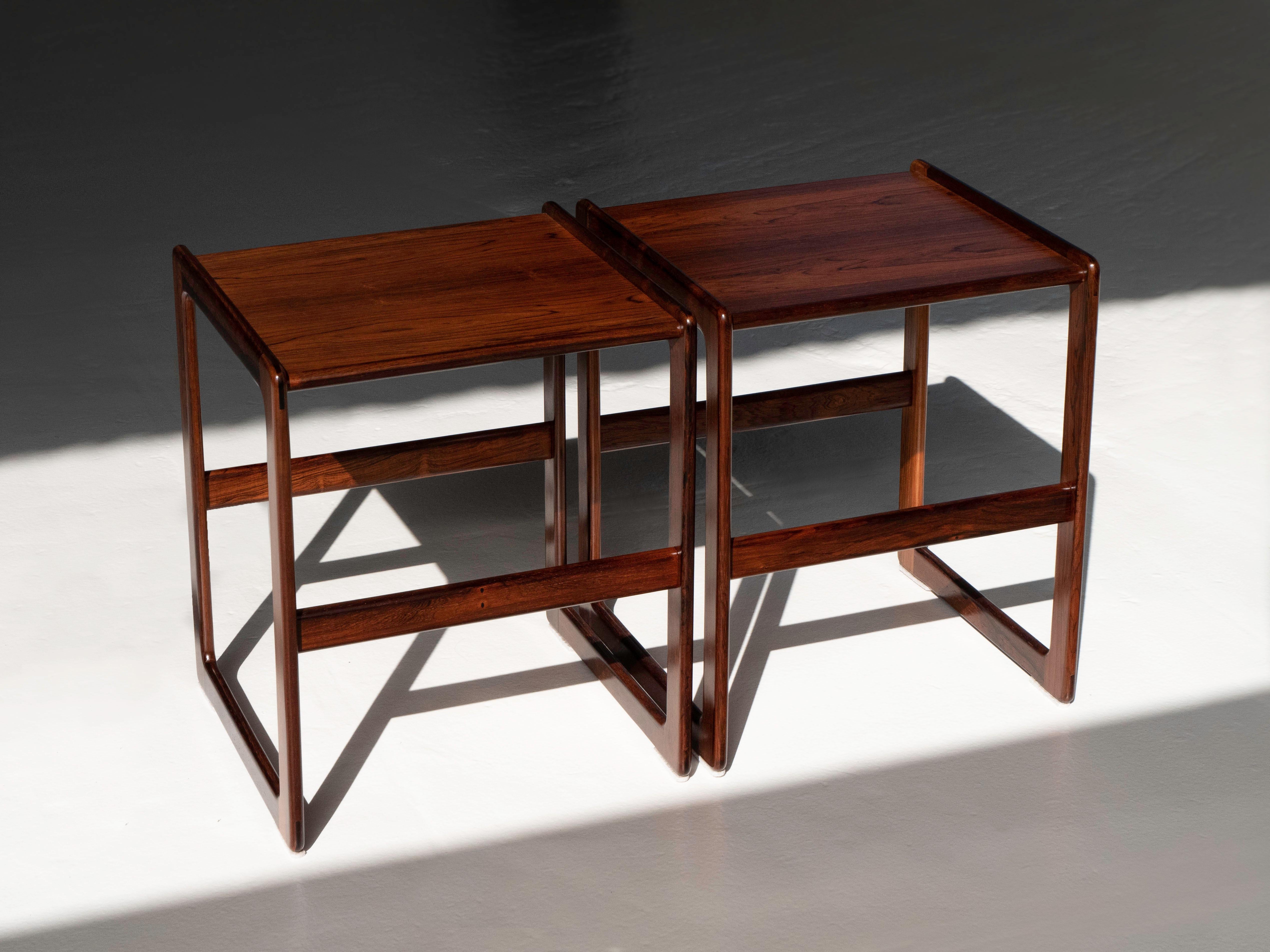 Arne Hovmand Olsen Rosewood Nesting Tables for Mogens Kold, Denmark 1960's For Sale 6