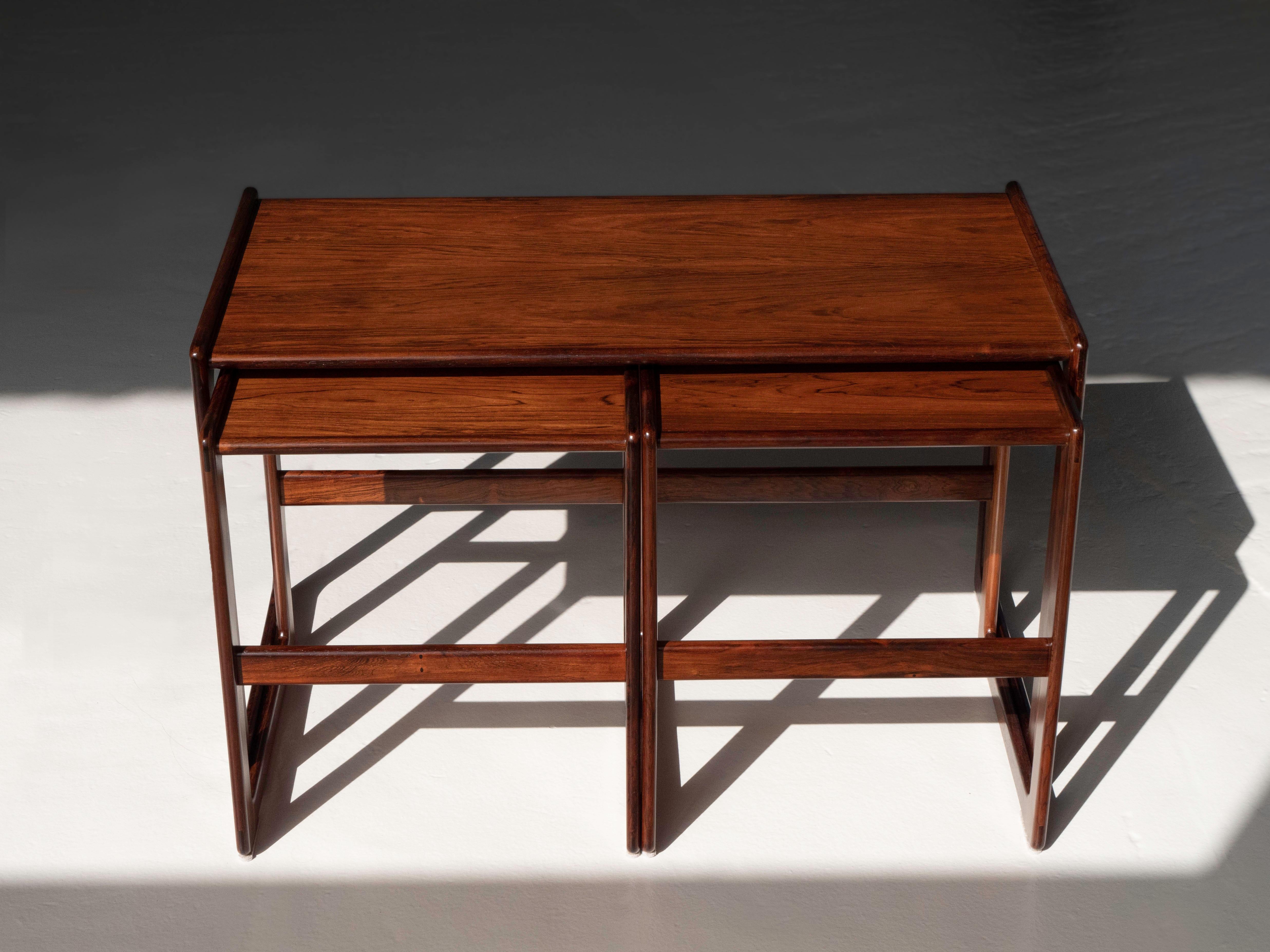 Arne Hovmand Olsen Rosewood Nesting Tables for Mogens Kold, Denmark 1960's For Sale 1