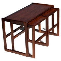 Vintage Arne Hovmand Olsen Rosewood Nesting Tables for Mogens Kold, Denmark 1960's