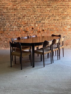 Arne Hovmand Olsen Round Rosewood Dining Table & 8 Dining Chairs by Mogens Kold