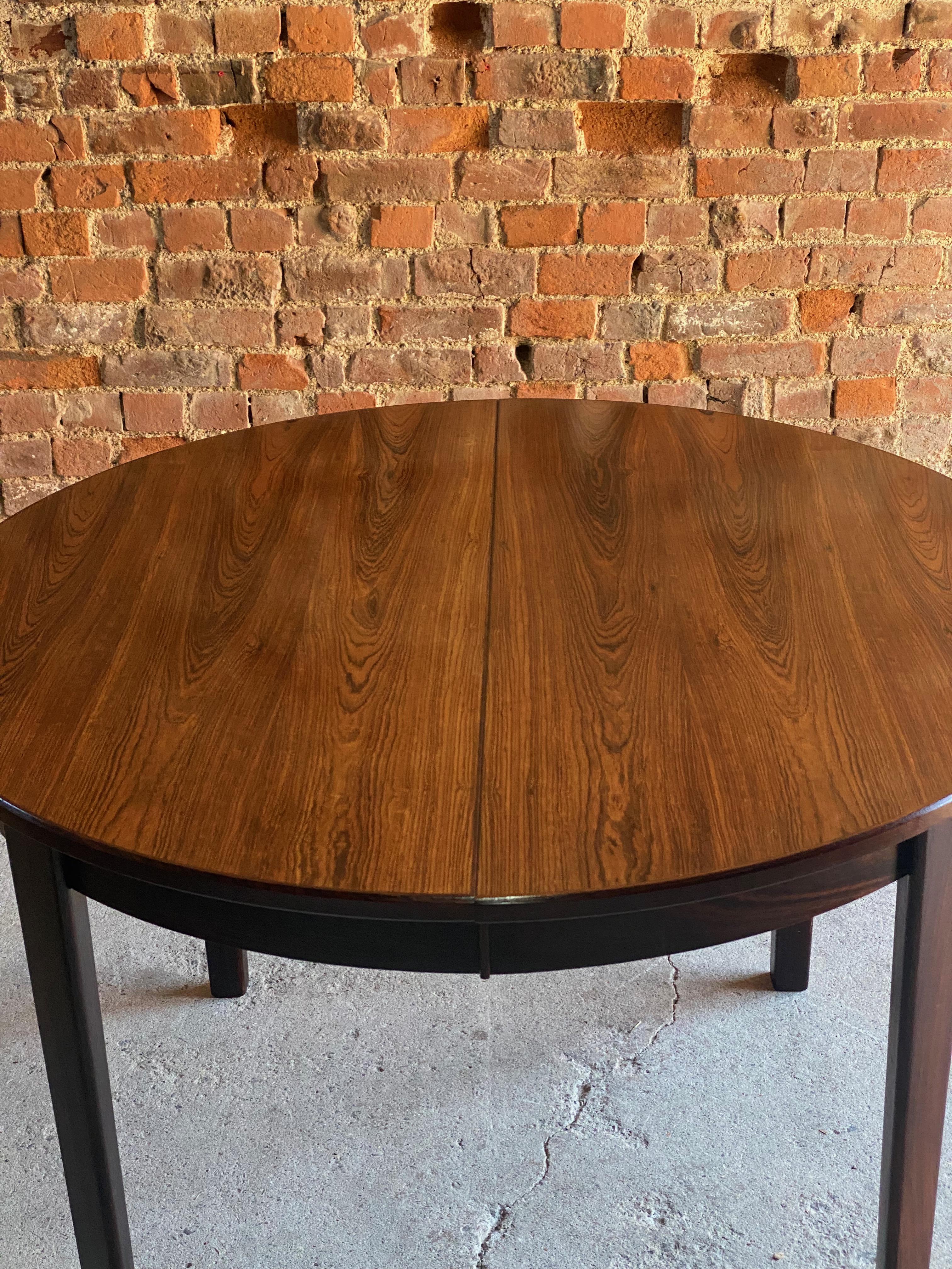 Mid-20th Century Arne Hovmand Olsen Round Rosewood Dining Table & 8 Dining Chairs by Mogens Kold  For Sale