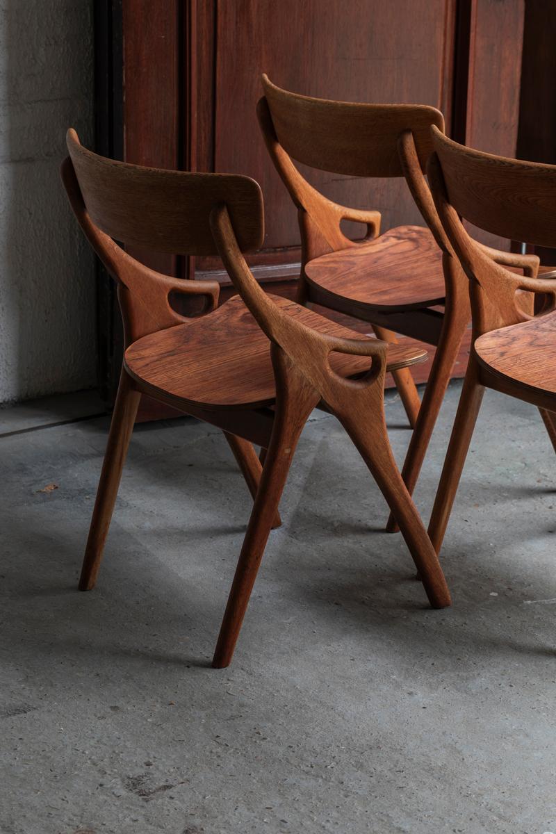 Arne Hovmand Olsen Set of 4 Dining Chairs, Danish Design, 1960s 3