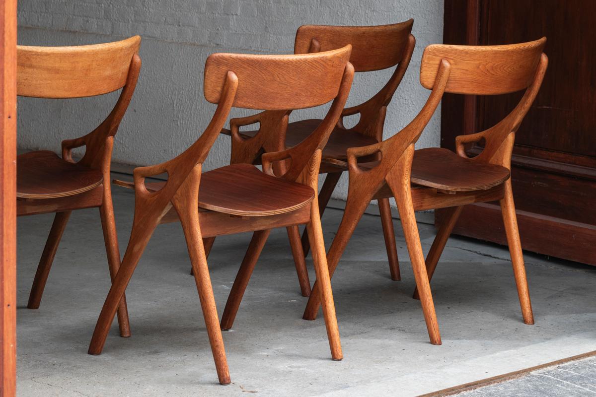 Arne Hovmand Olsen Set of 4 Dining Chairs, Danish Design, 1960s 9