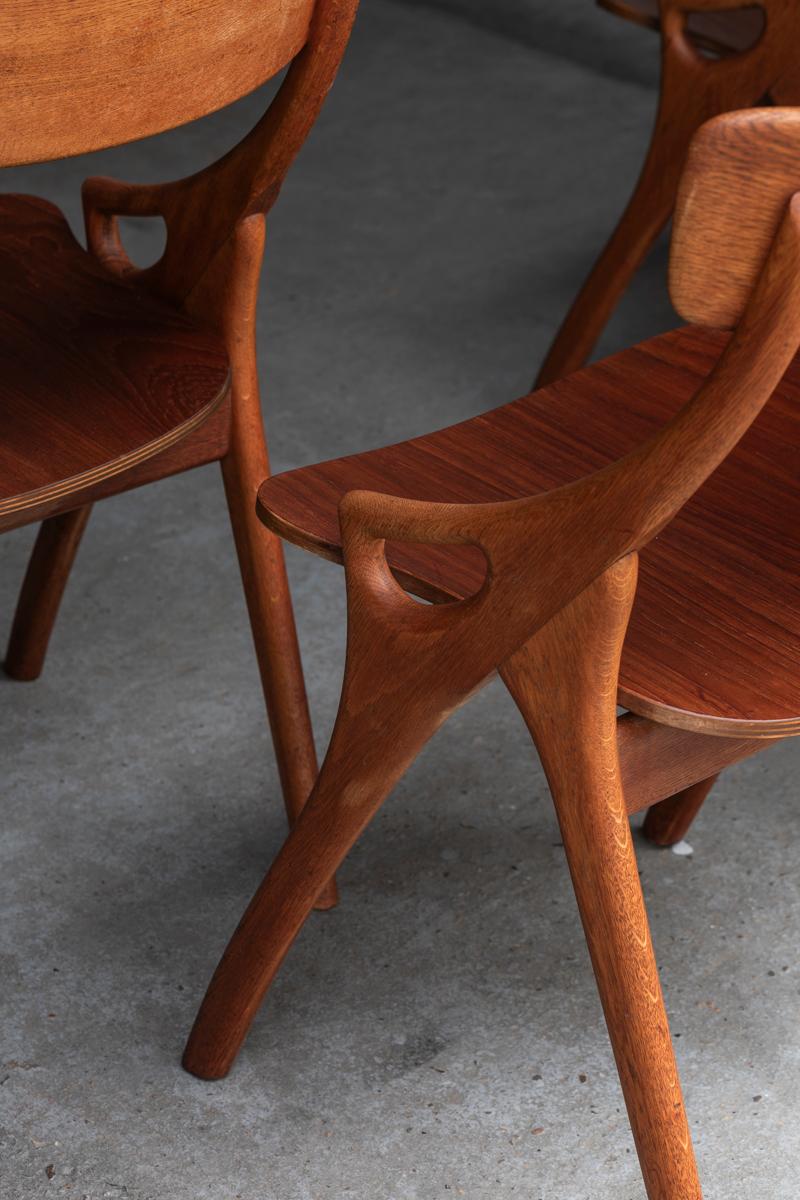 Arne Hovmand Olsen Set of 4 Dining Chairs, Danish Design, 1960s 10