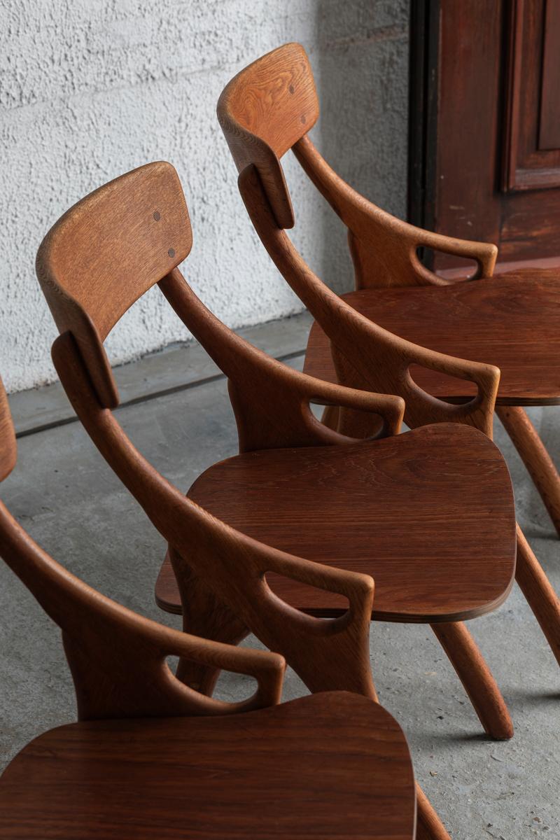 Mid-20th Century Arne Hovmand Olsen Set of 4 Dining Chairs, Danish Design, 1960s
