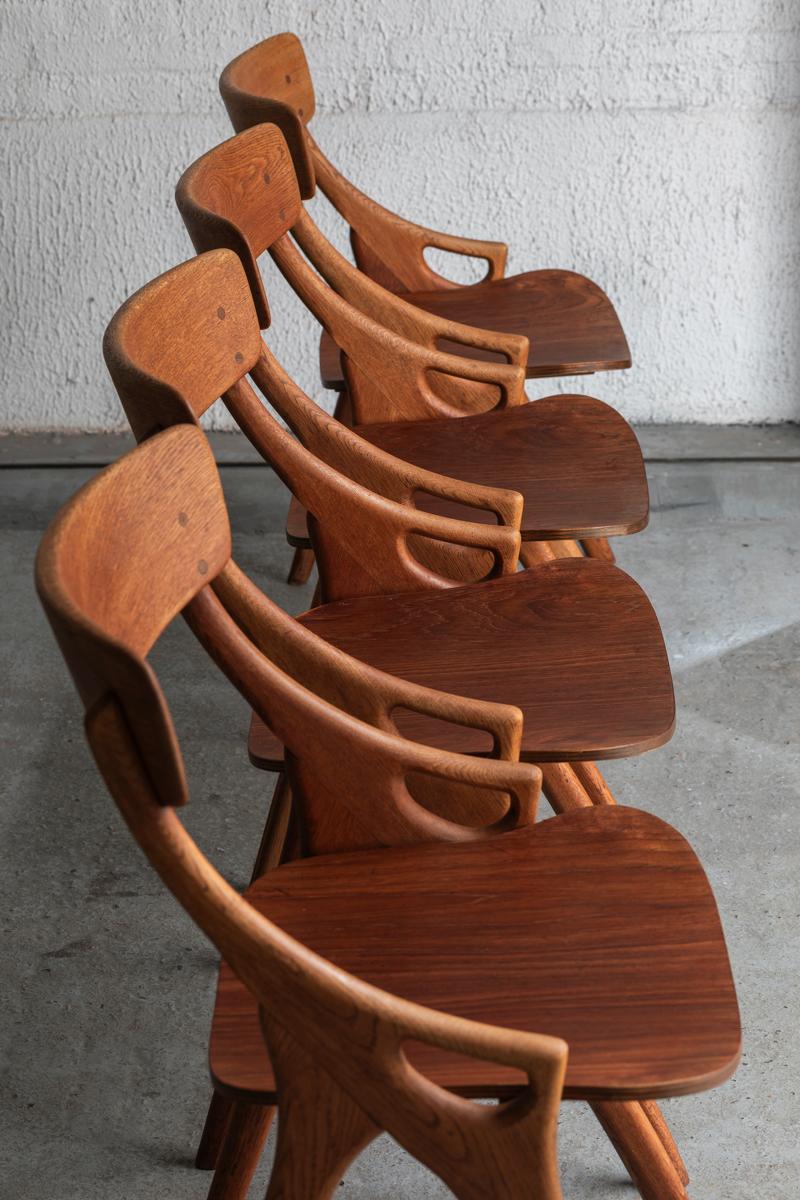 Arne Hovmand Olsen Set of 4 Dining Chairs, Danish Design, 1960s 1
