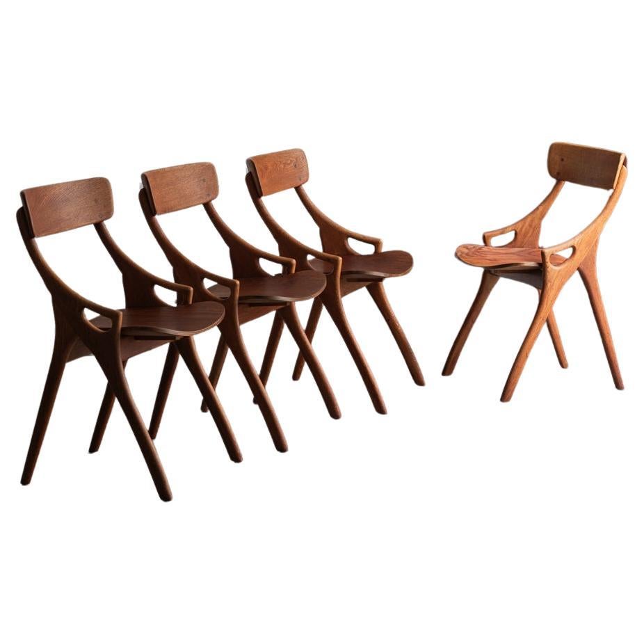 Arne Hovmand Olsen Set of 4 Dining Chairs, Danish Design, 1960s