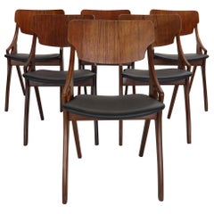 Arne Hovmand Olsen Set of 6 Dining Room Chairs for Mogens Kold, 1960s, Denmark