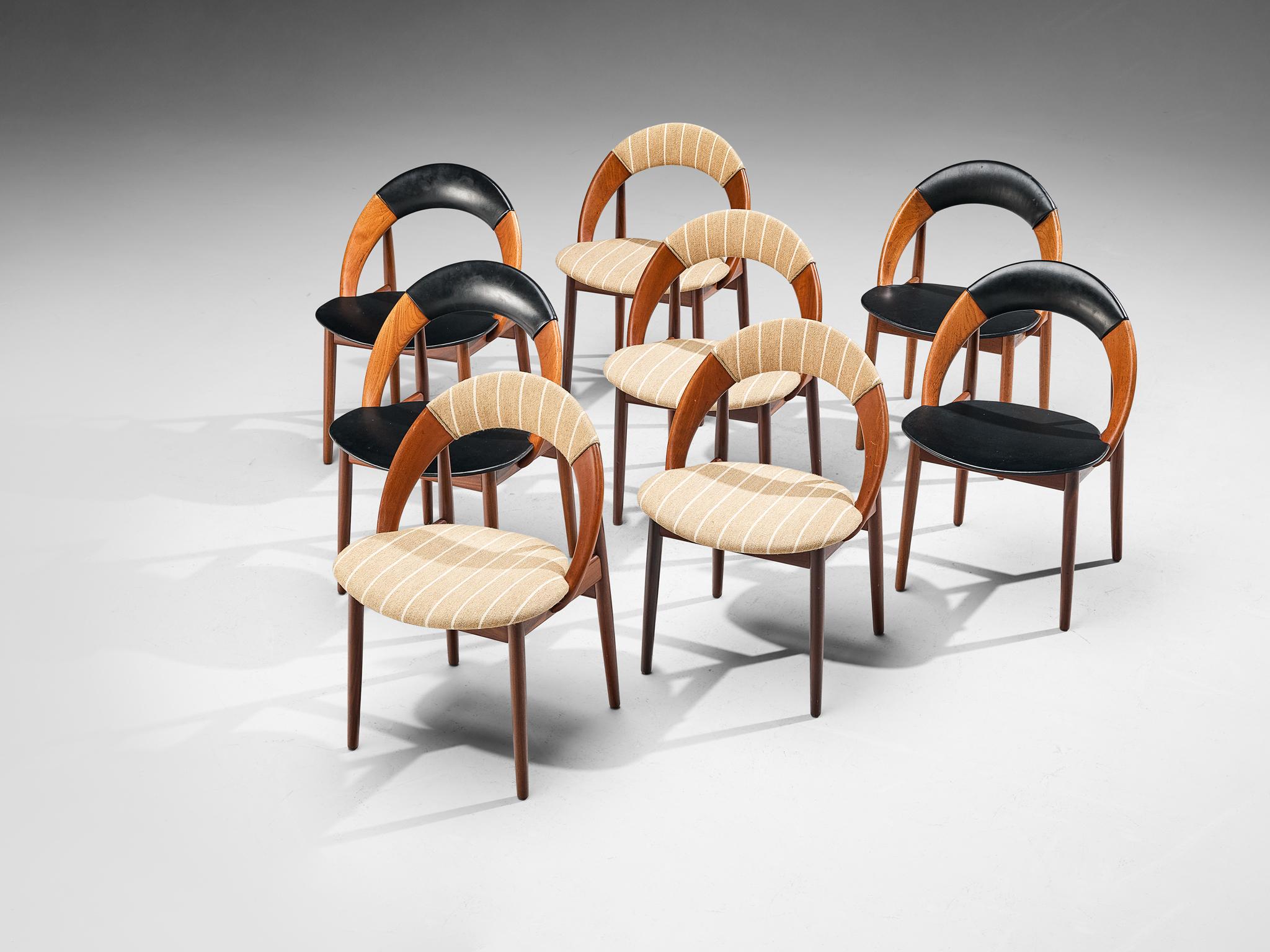 Fabric Arne Hovmand-Olsen Set of Eight Dining Chairs in Teak 
