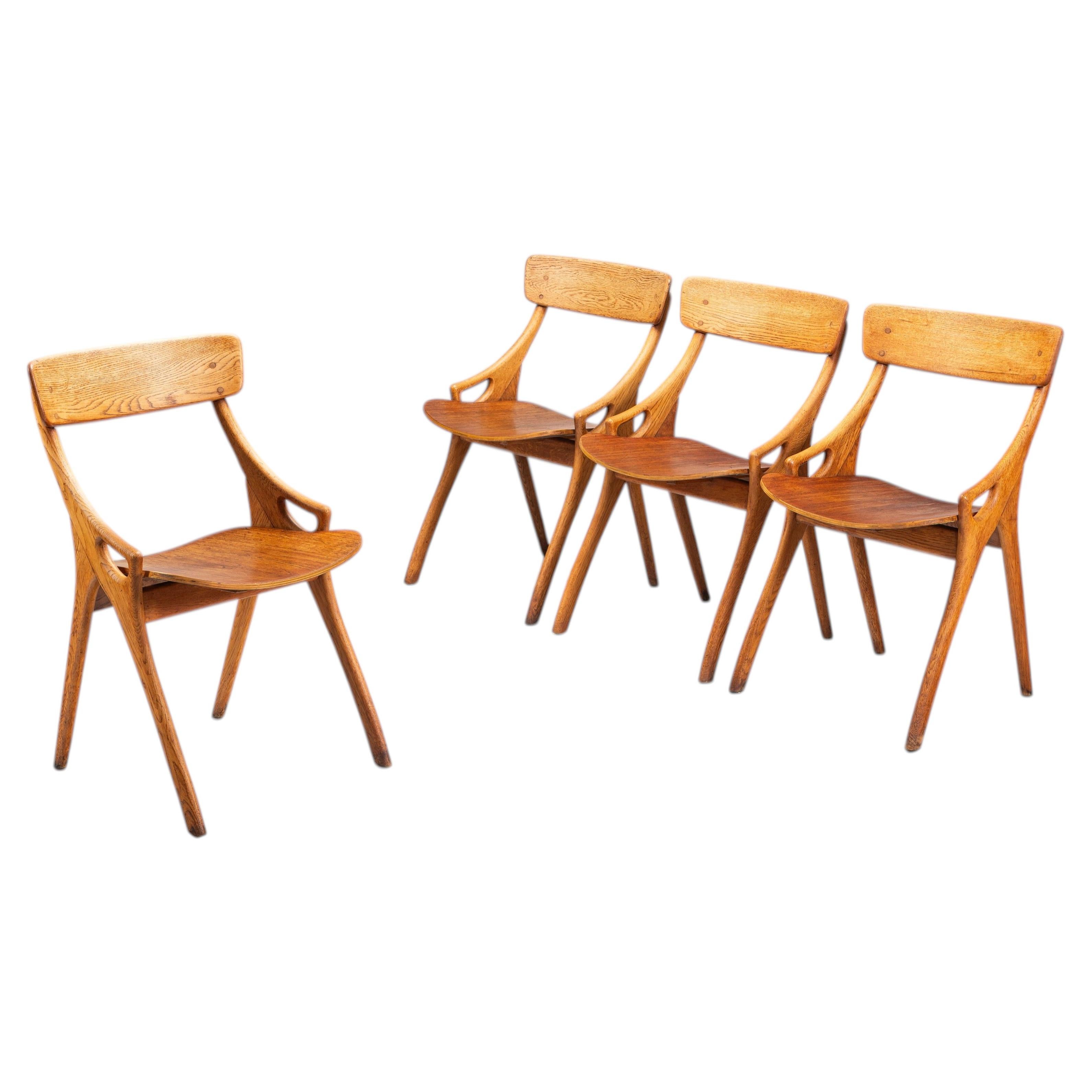 Arne Hovmand Olsen set of four dining chairs in teak Mogens Kold Denmark 1959