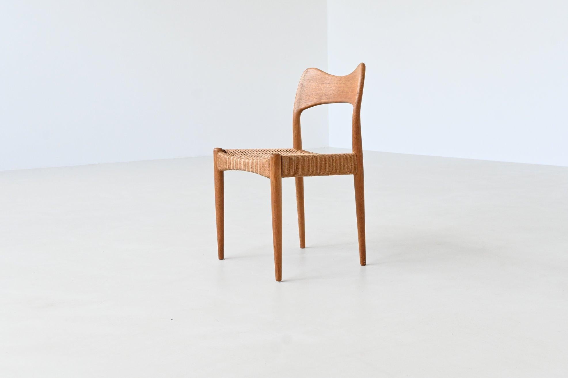 Arne Hovmand-Olsen set de six chaises de salle à manger en chêne Mogens Kold Danemark 1960 en vente 6