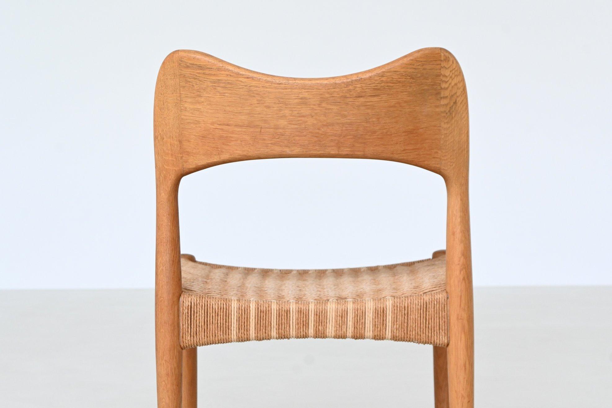 Arne Hovmand-Olsen set de six chaises de salle à manger en chêne Mogens Kold Danemark 1960 en vente 8