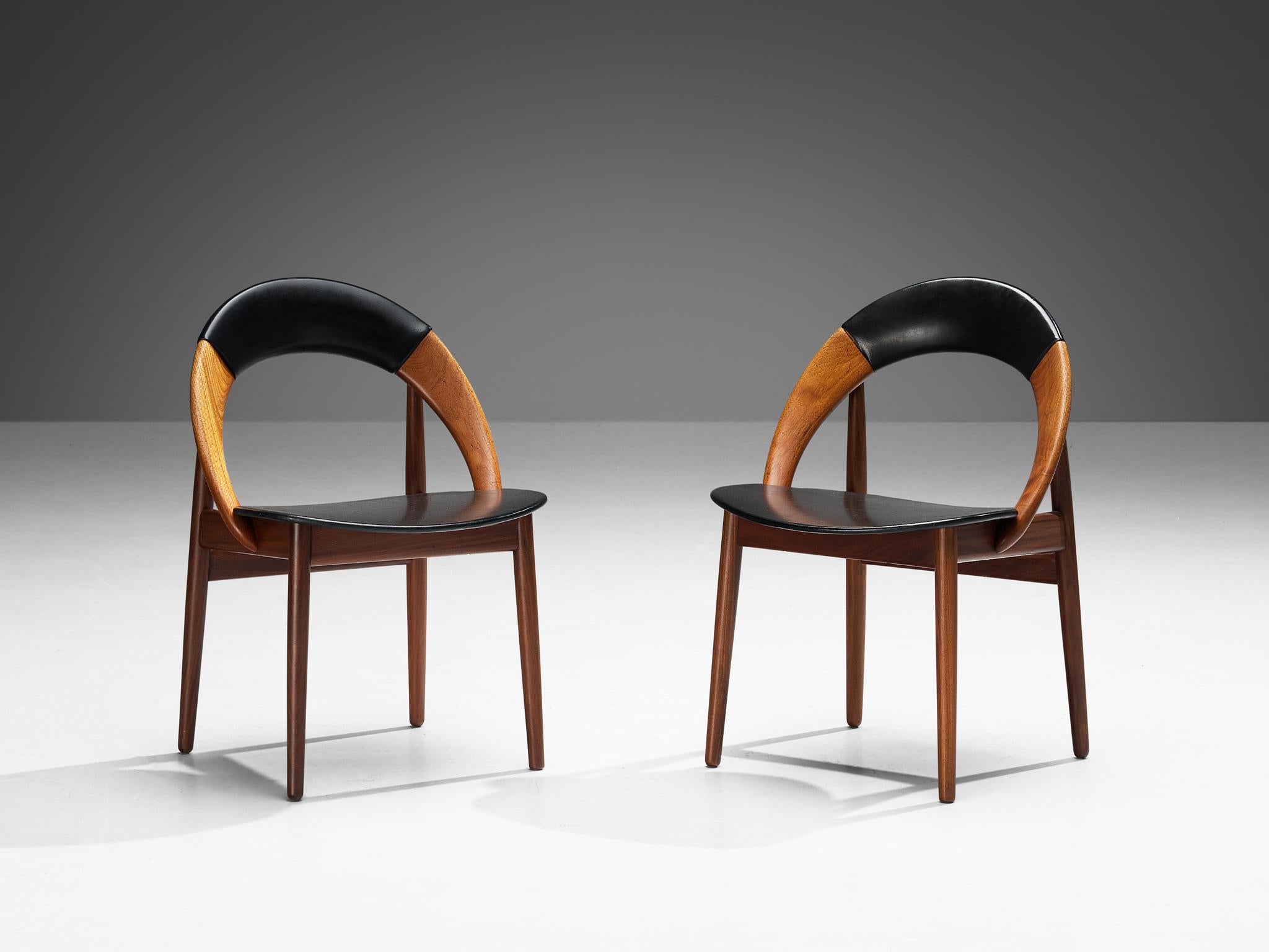 Arne Hovmand-Olsen Set of Six Dining Chairs in Teak and Leatherette  4