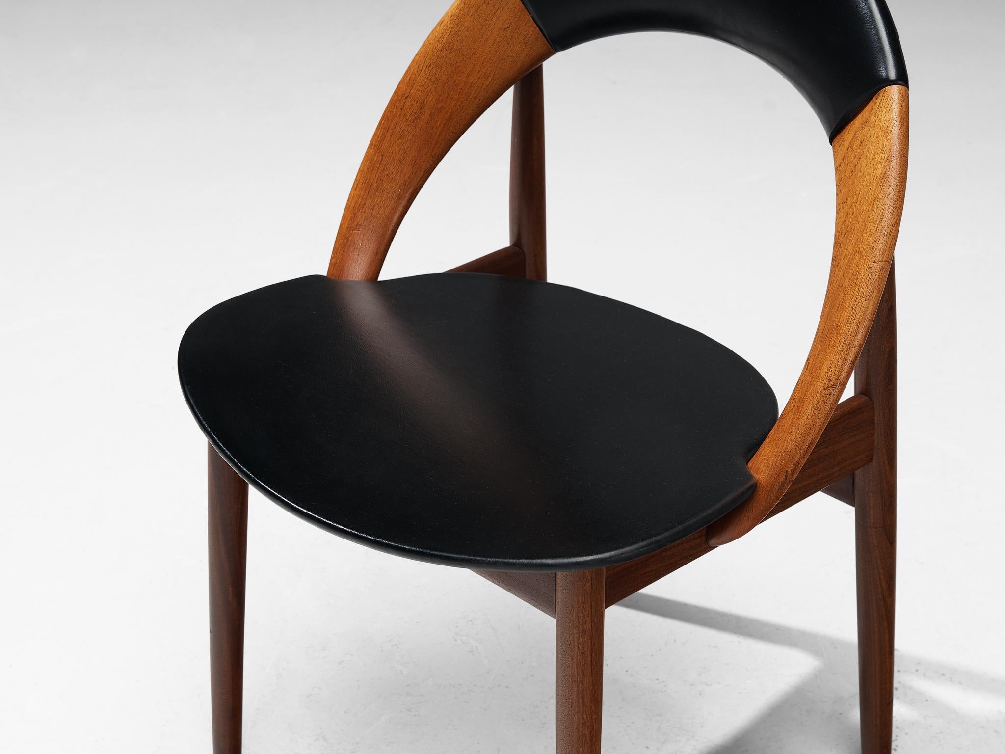 Arne Hovmand-Olsen Set of Six Dining Chairs in Teak and Leatherette  1