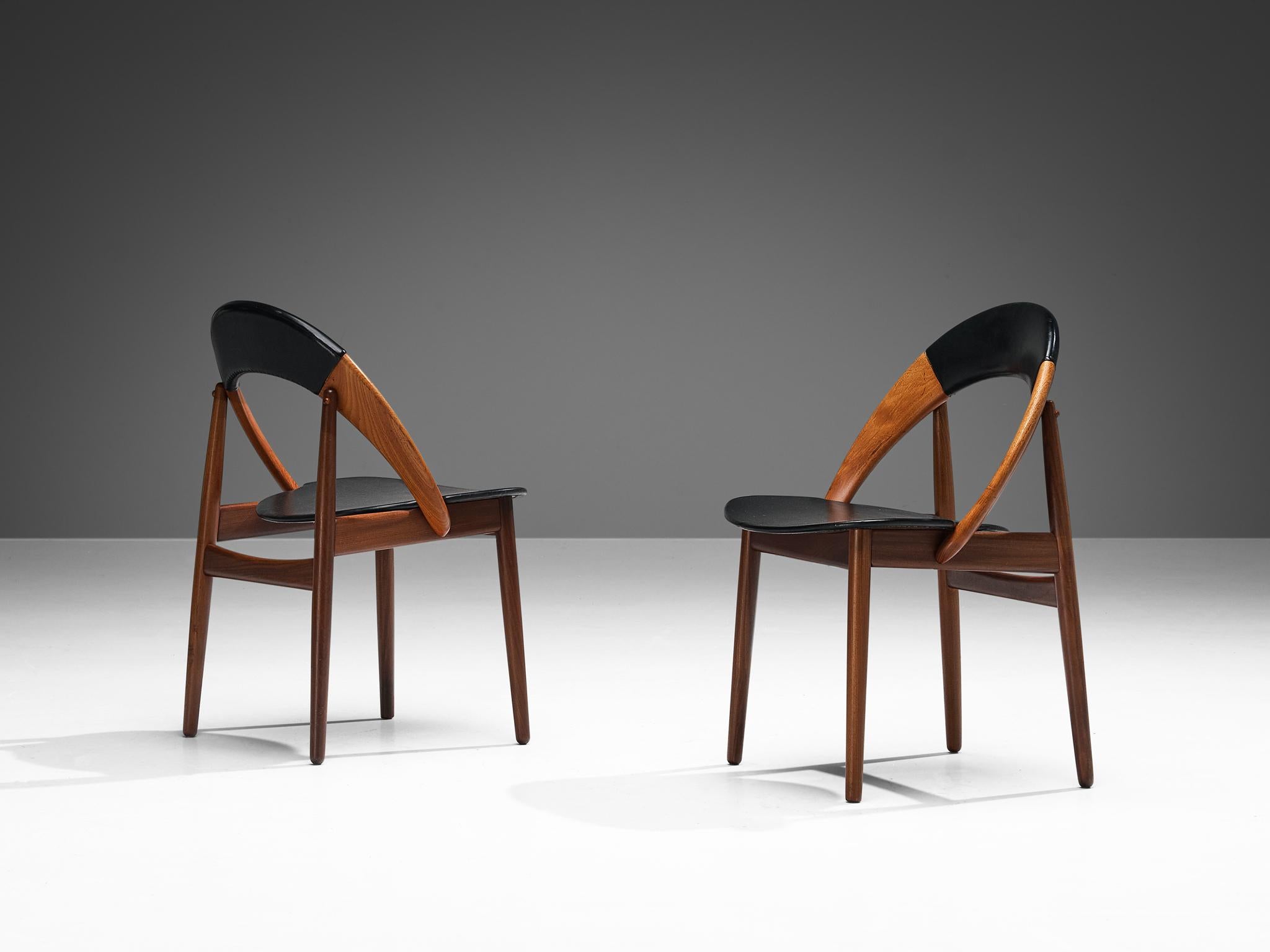 Arne Hovmand-Olsen Set of Six Dining Chairs in Teak and Leatherette  2