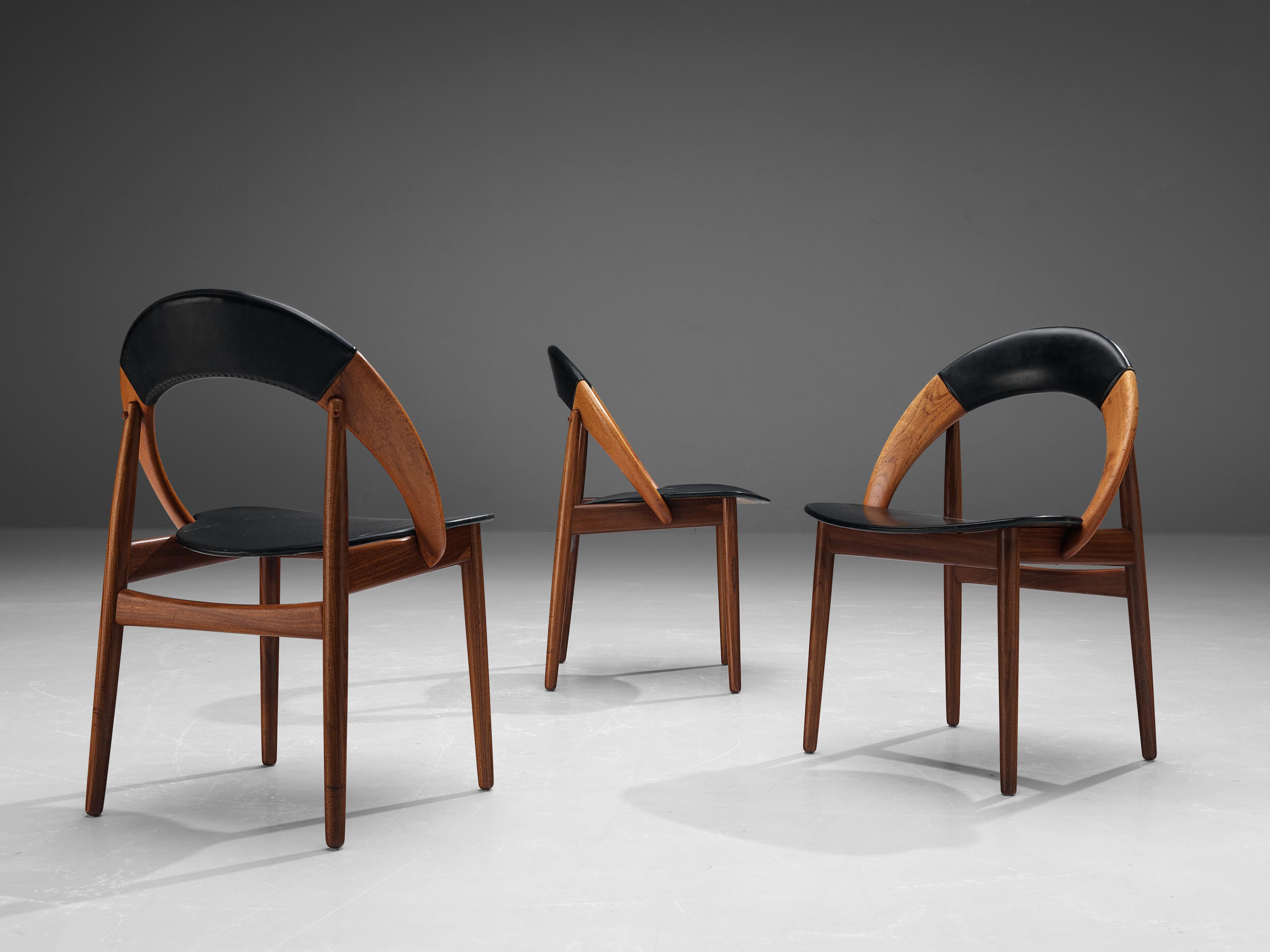 Arne Hovmand-Olsen Set of Twelve Dining Chairs in Teak and Leatherette 3