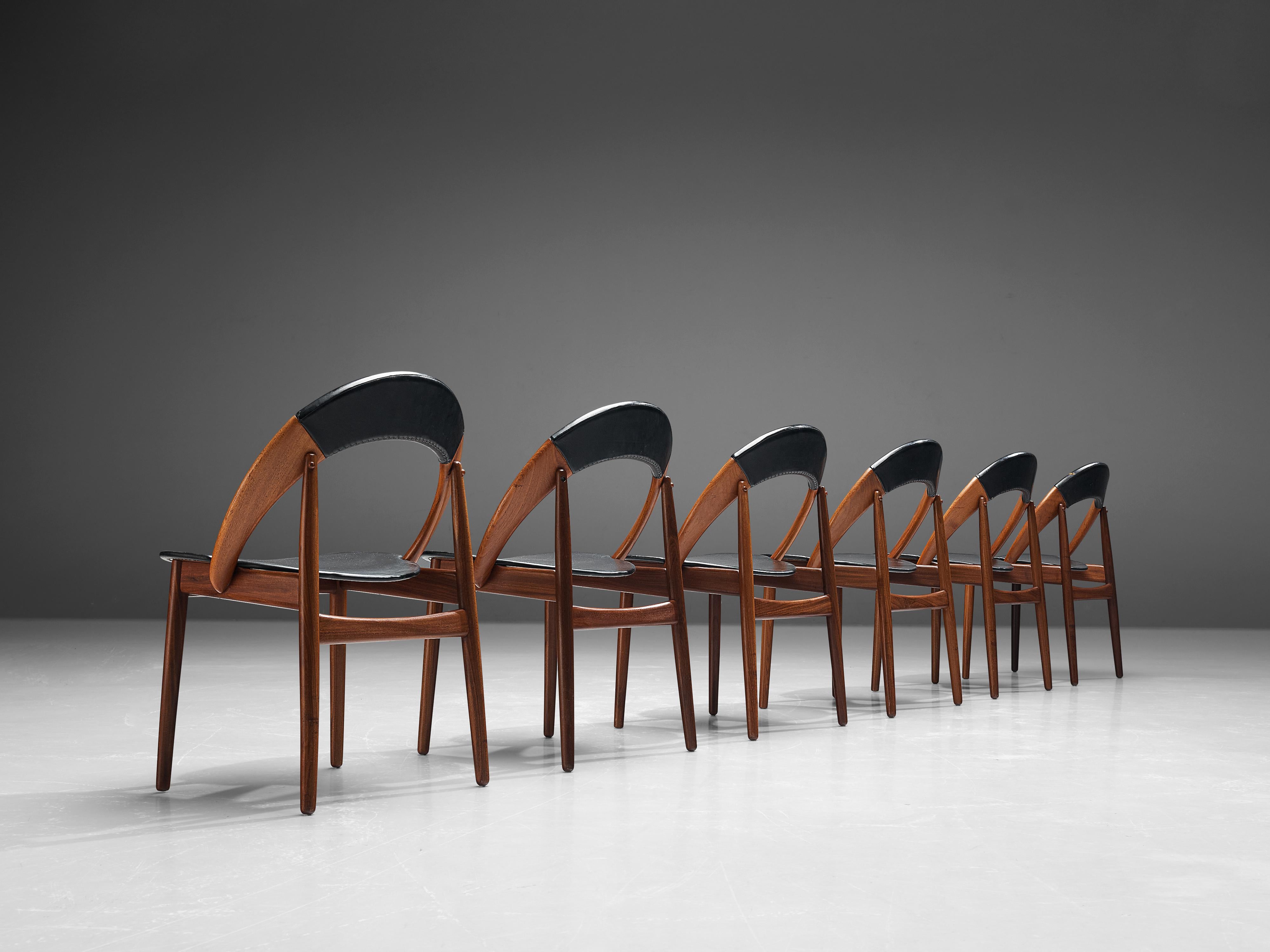 Arne Hovmand-Olsen Set of Twelve Dining Chairs in Teak and Leatherette 4