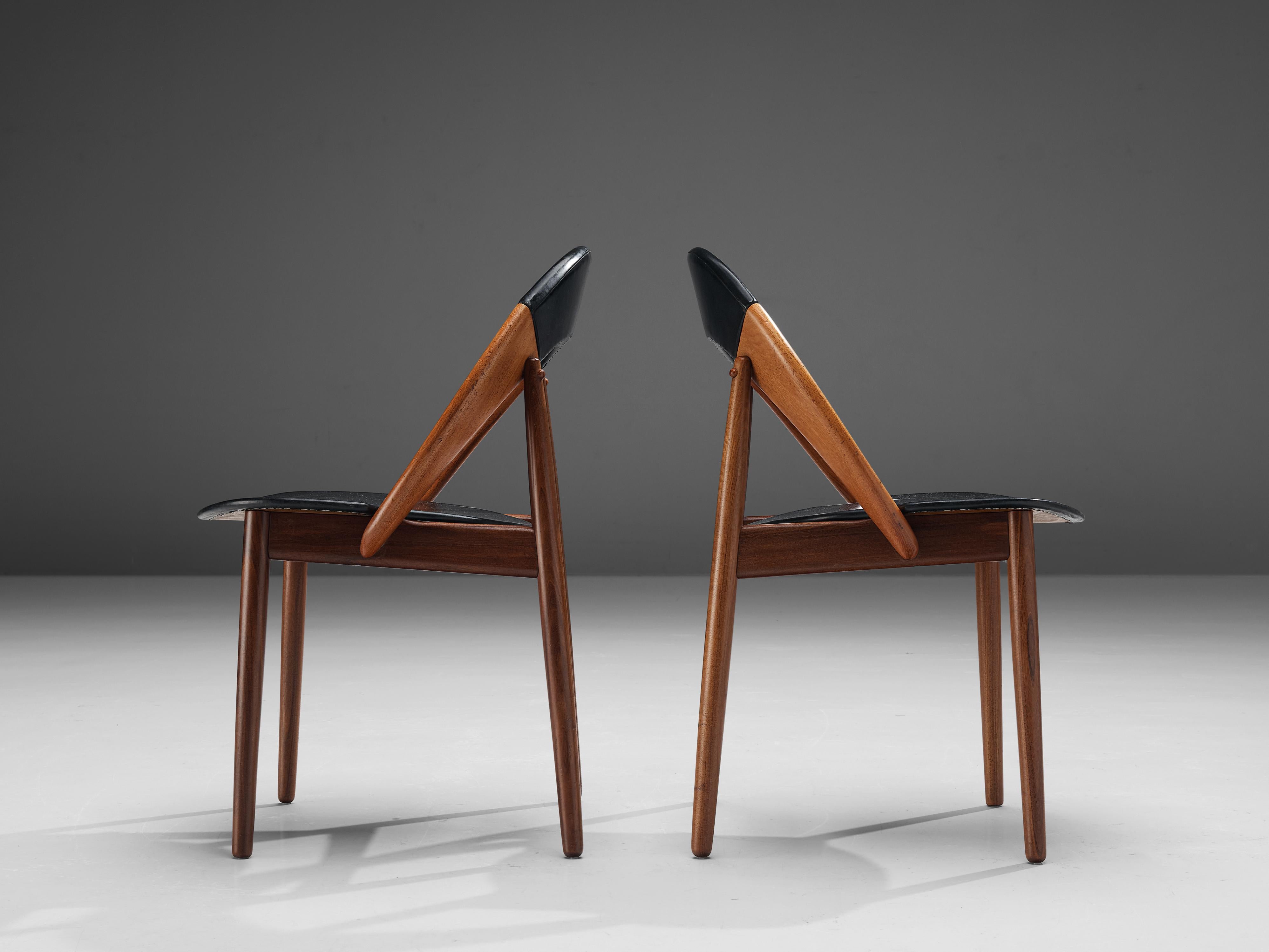 Arne Hovmand-Olsen Set of Twelve Dining Chairs in Teak and Leatherette 7
