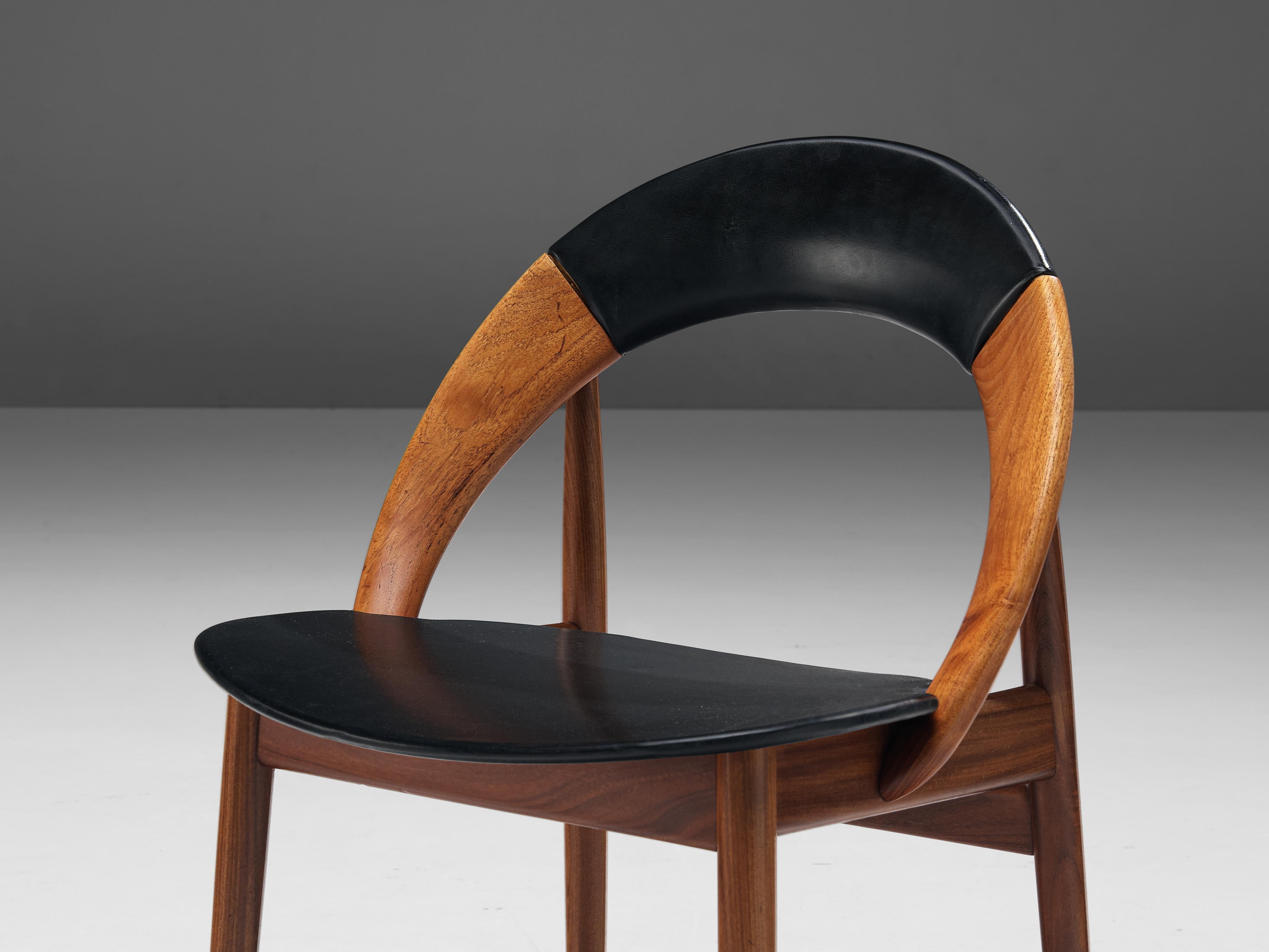Scandinavian Modern Arne Hovmand-Olsen Set of Twelve Dining Chairs in Teak and Leatherette