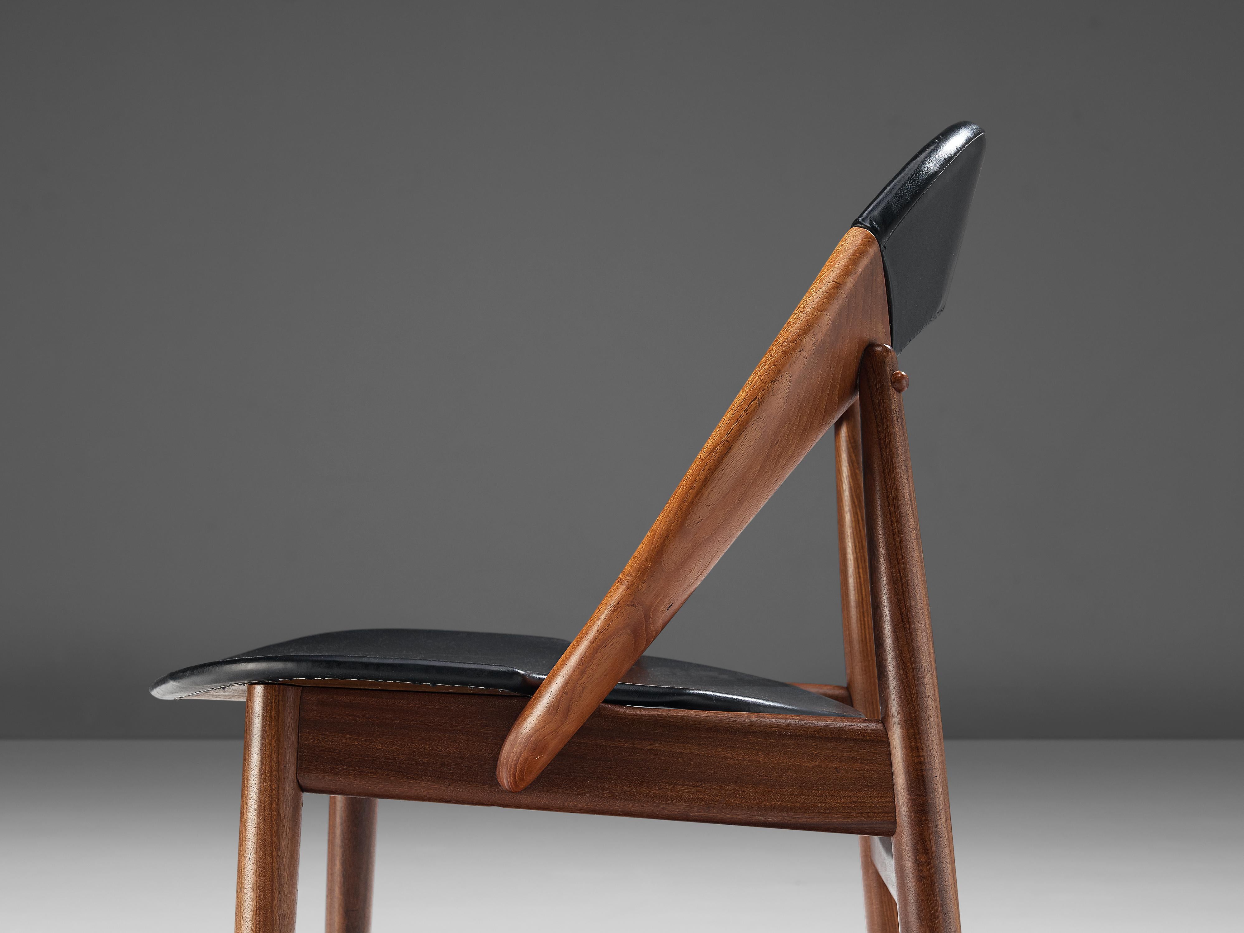 Arne Hovmand-Olsen Set of Twelve Dining Chairs in Teak and Leatherette 2