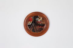 Arne Hovmand Olsen Style Round Carved Teak Wall Mirror