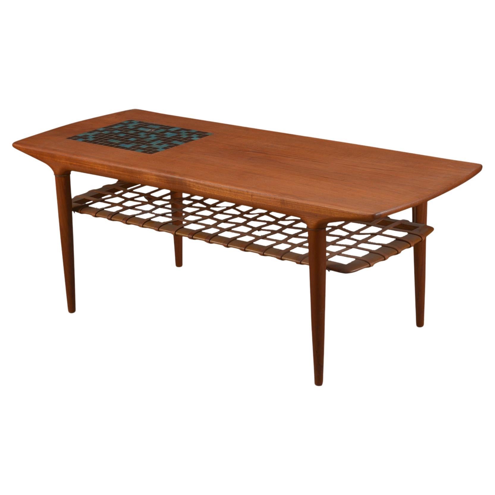 Arne Hovmand Olsen Style Teak + Tile Coffee Table