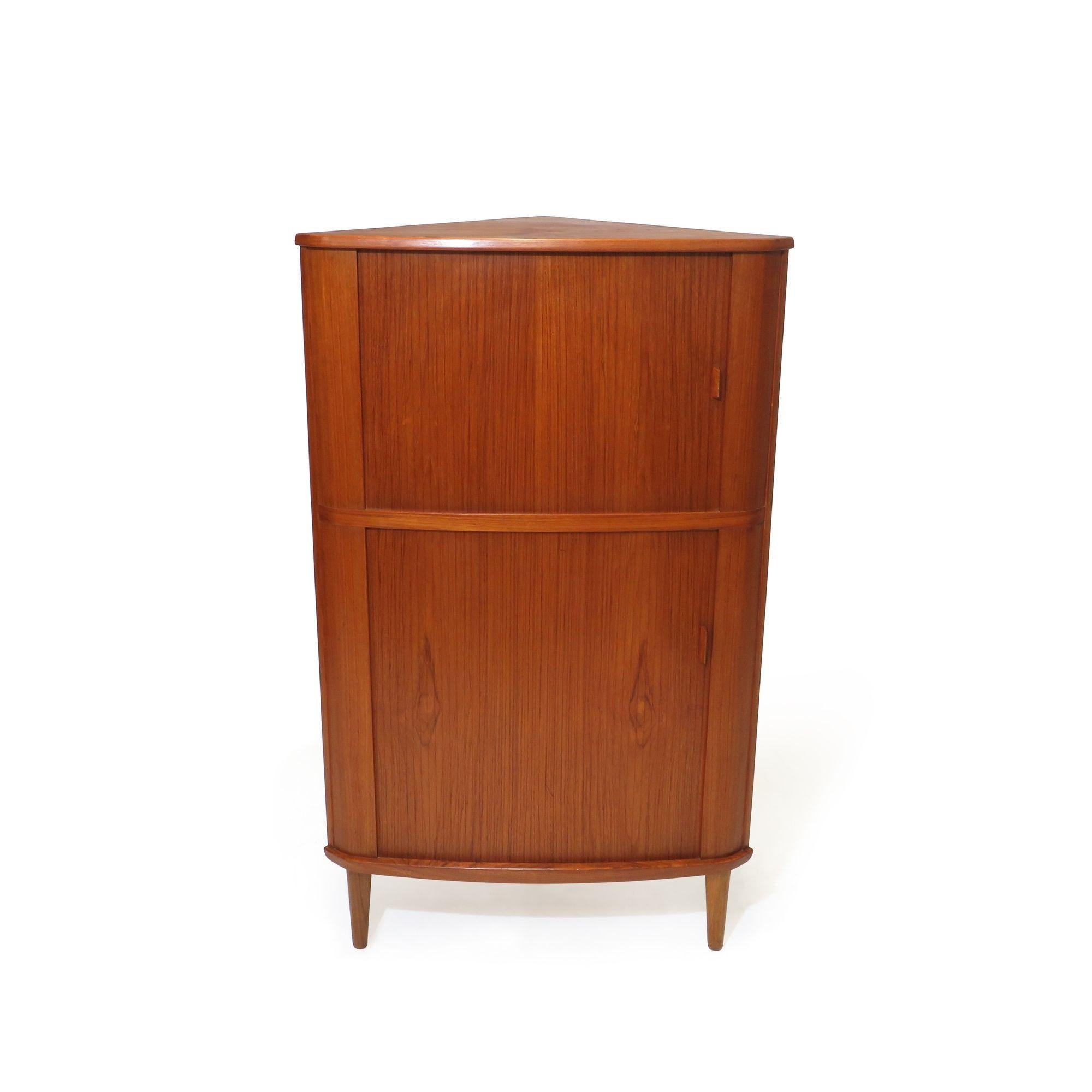 20th Century Arne Hovmand Olsen Tambour Door Corner Cabinet For Sale