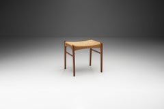Arne Hovmand-Olsen Teak and Paper Cord Stool for Mogens Kold, Denmark, 1950s