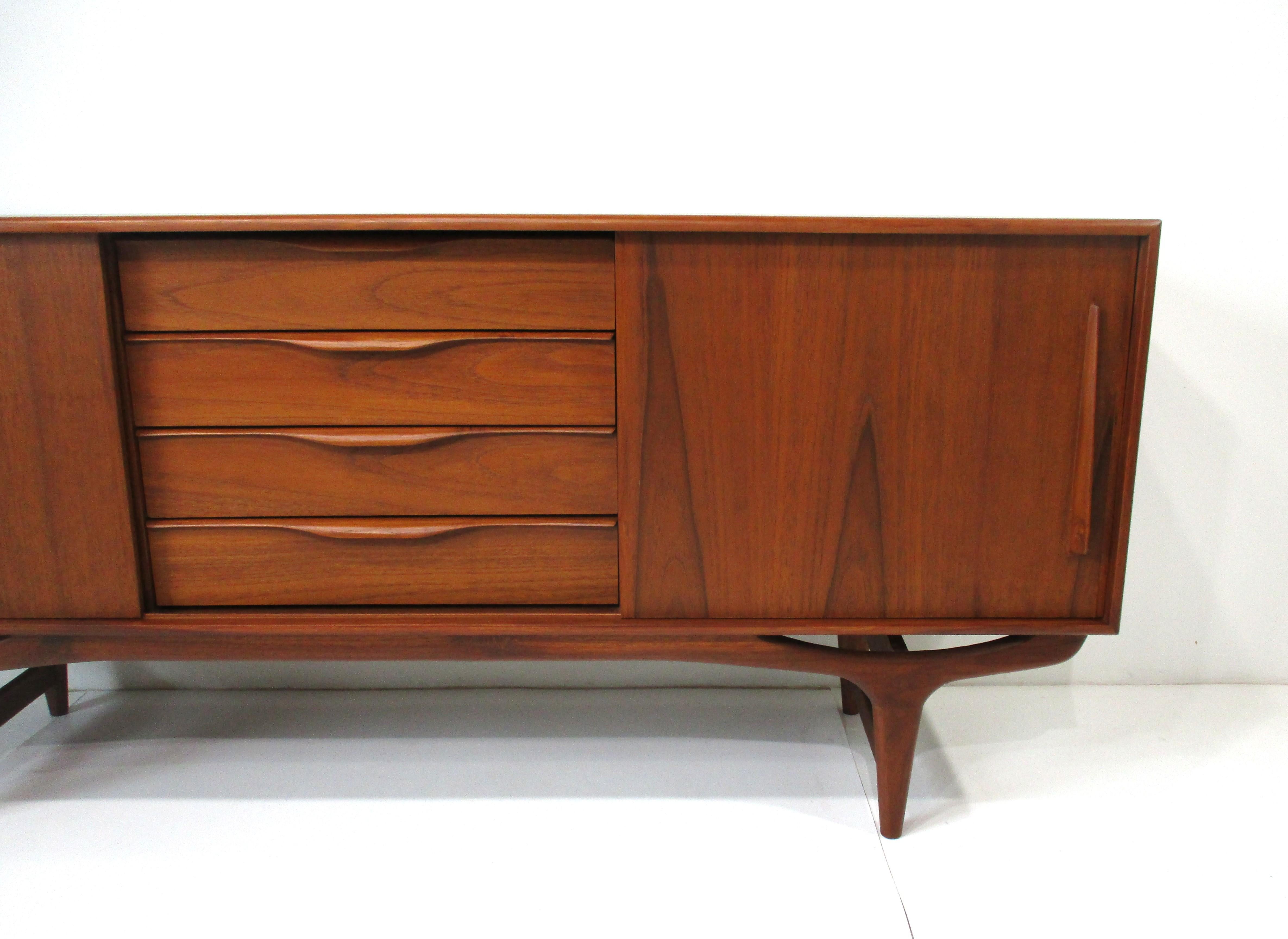 Mid-Century Modern Arne Hovmand - Olsen Teak Credenza  / Server Denmark For Sale