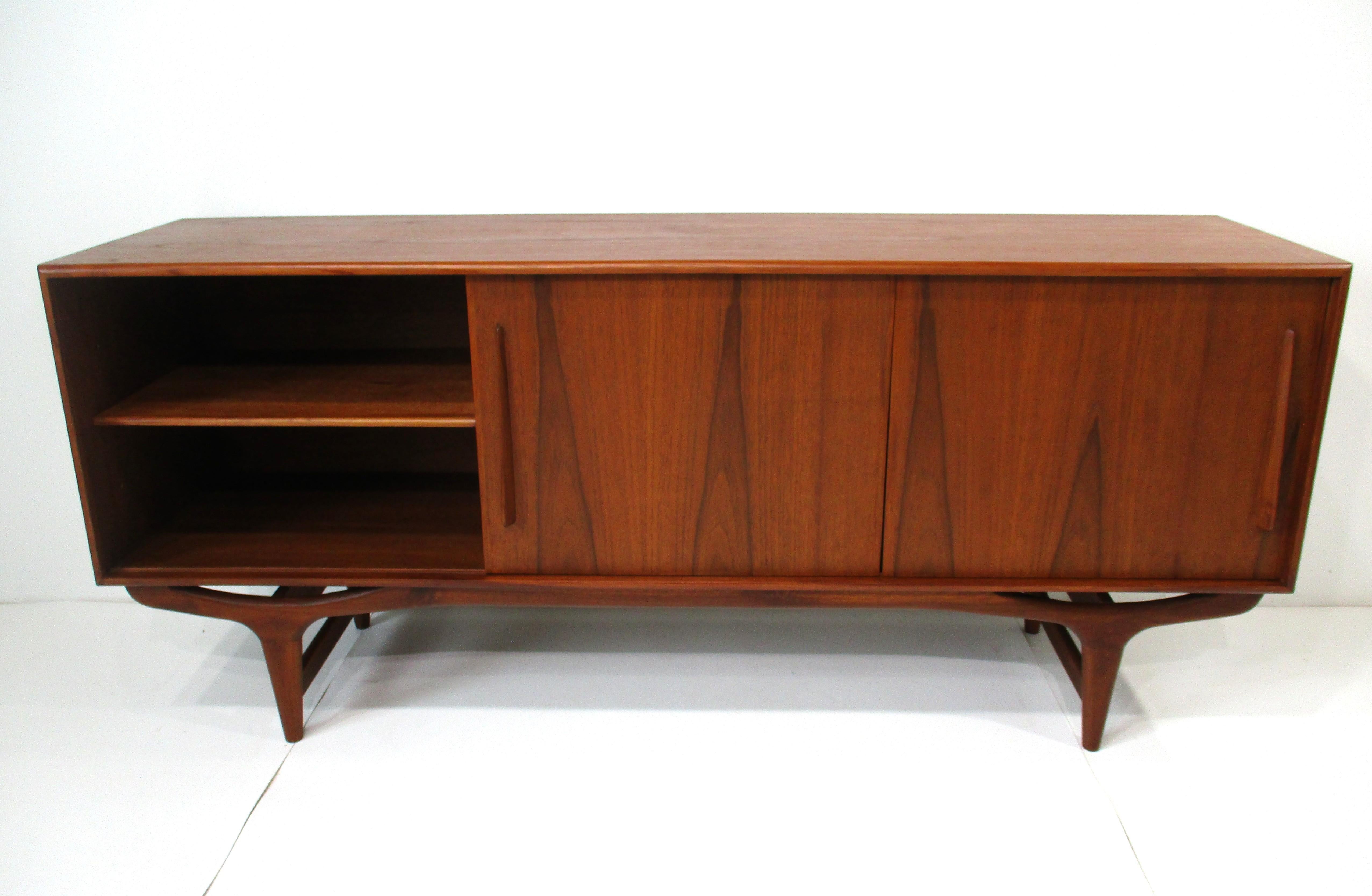 Danish Arne Hovmand - Olsen Teak Credenza  / Server Denmark For Sale