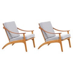 Arne Hovmand-Olsen Teak and Oak Lounge Chairs for Mogens Kold