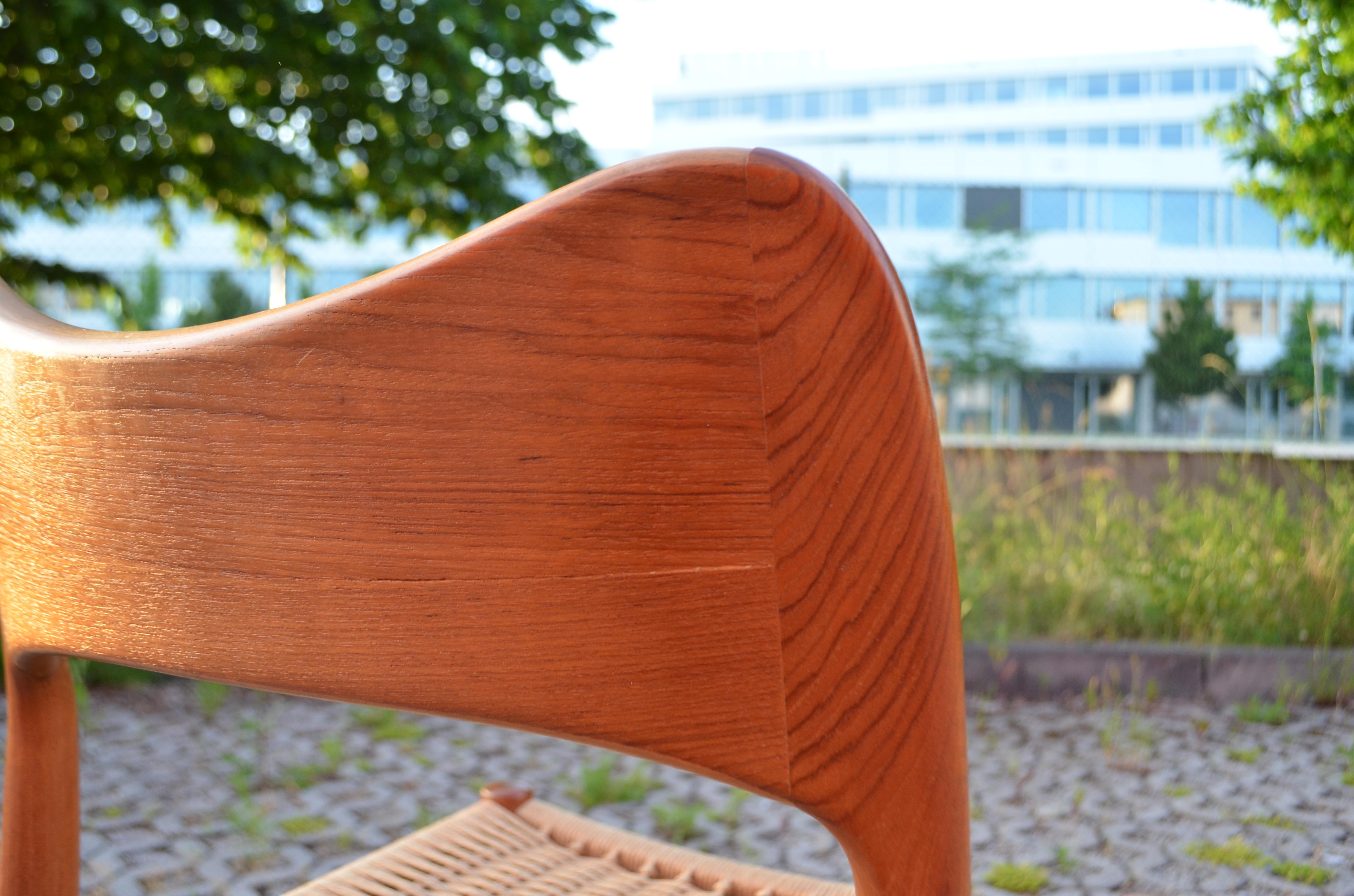 Arne Hovmand Olsen Teak Papercord Dining Chair for Mogens Kold Set of 2 For Sale 3