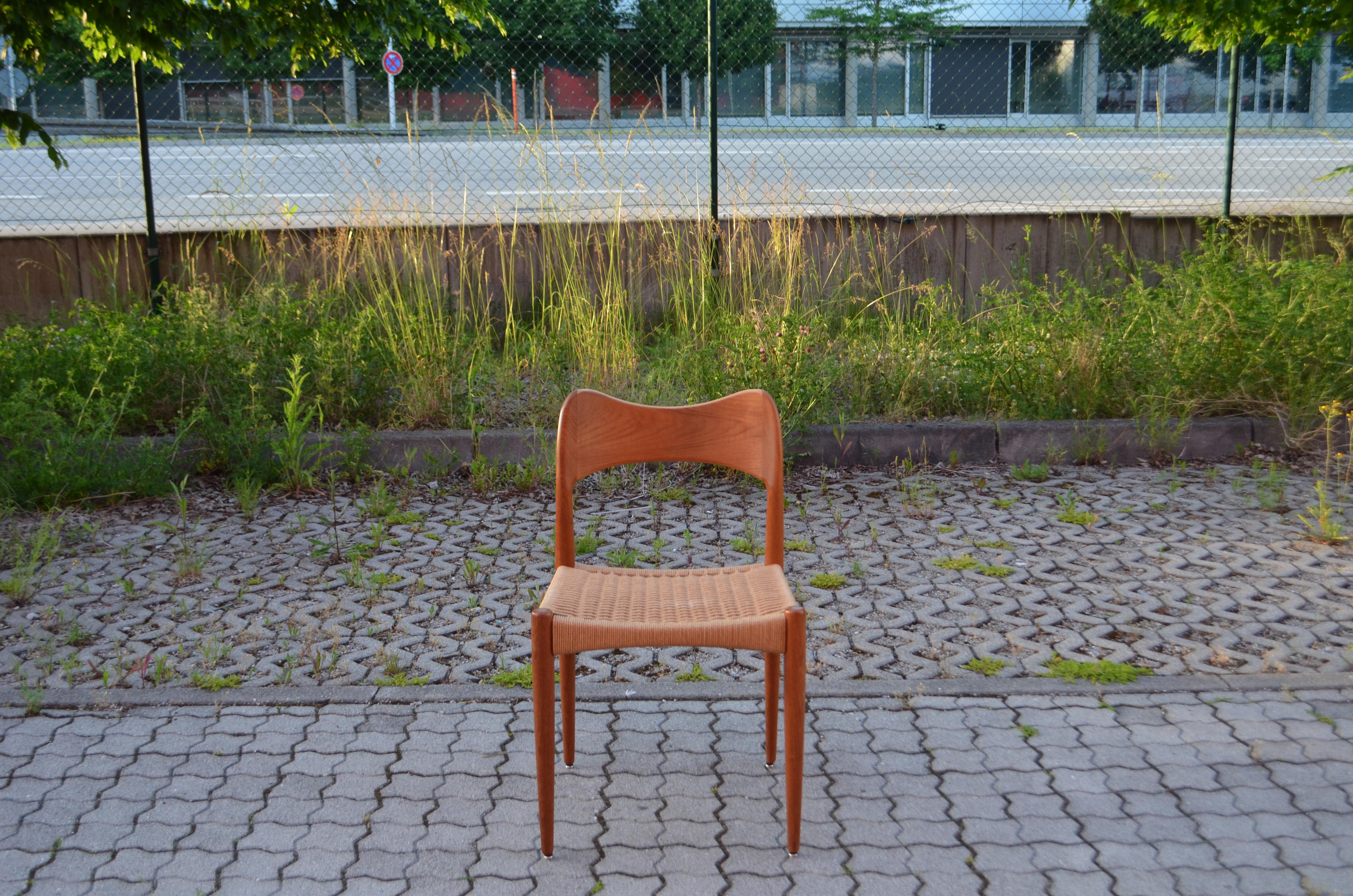 Arne Hovmand Olsen Teak Papercord Dining Chair for Mogens Kold Set of 2 For Sale 6