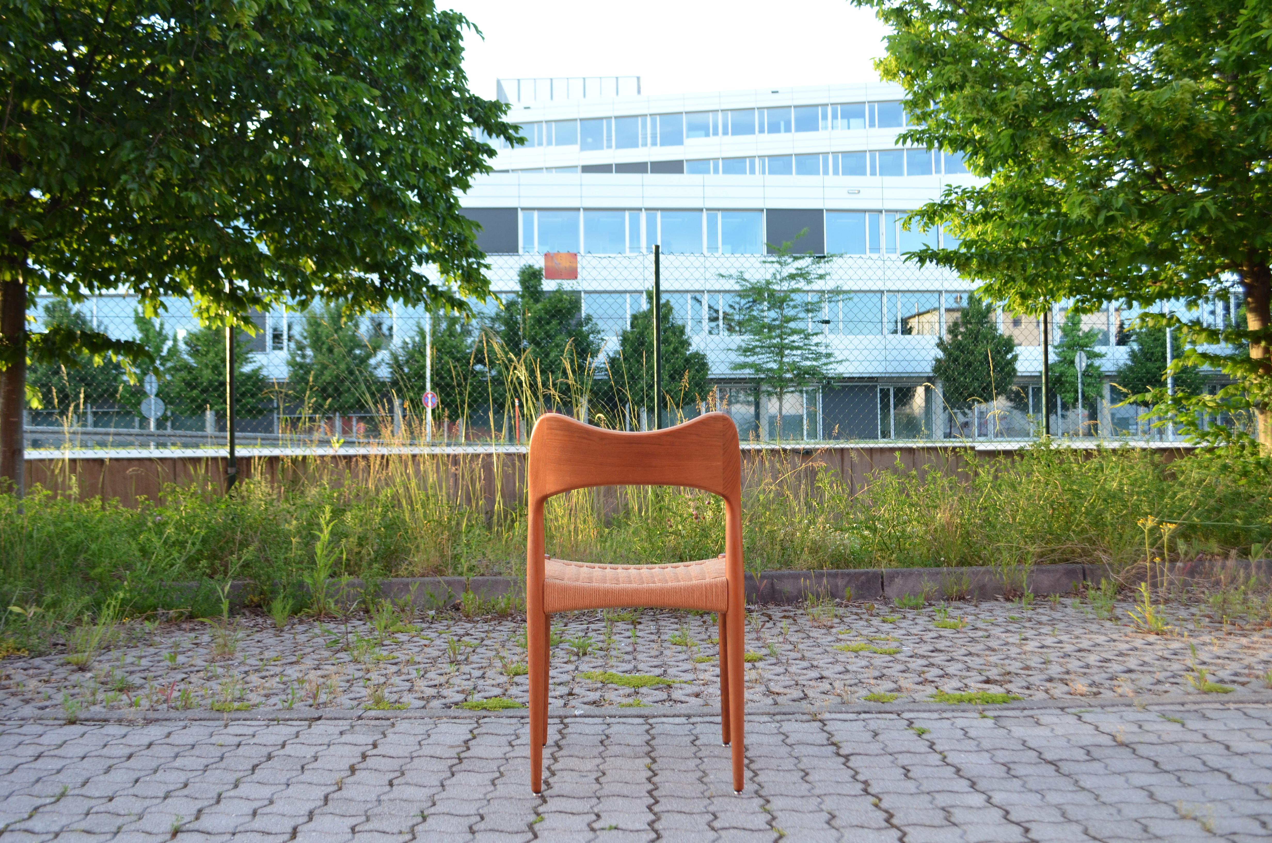 Arne Hovmand Olsen Teak Papercord Dining Chair for Mogens Kold Set of 2 For Sale 7