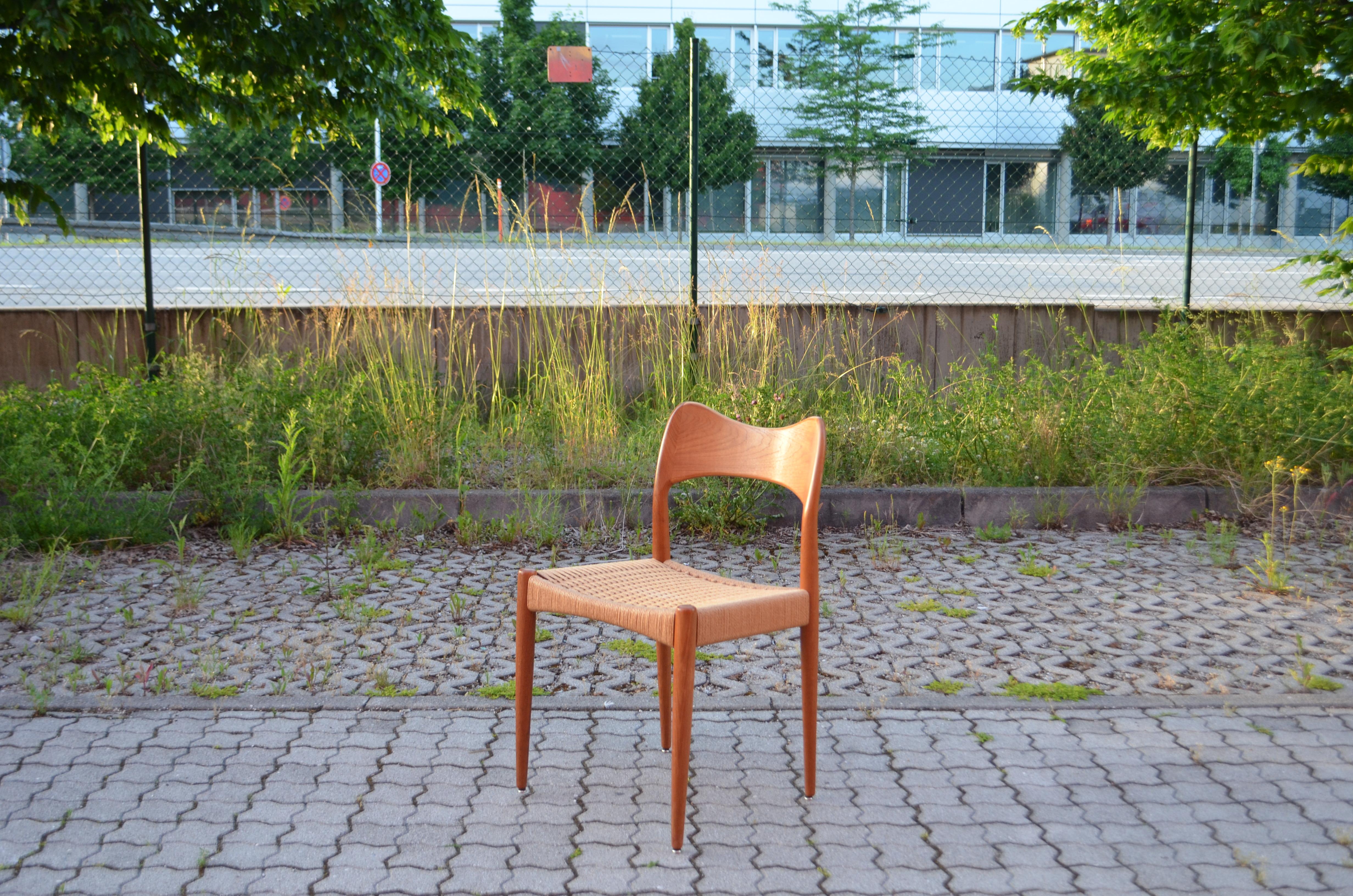 Arne Hovmand Olsen Teak Papercord Dining Chair for Mogens Kold Set of 2 For Sale 8