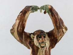 Arne Ingdam, Denmark, Large Chimpanzee in Glazed Ceramics