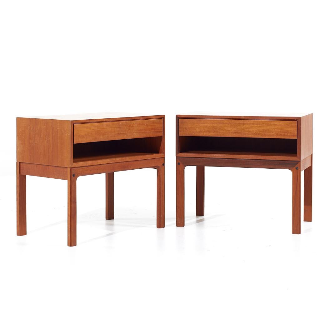 Arne Iversen Mid Century Danish Teak Nightstands - Pair

Each nightstand measures: 22.75 wide x 14.25 deep x 20.5 inches high

All pieces of furniture can be had in what we call restored vintage condition. That means the piece is restored upon